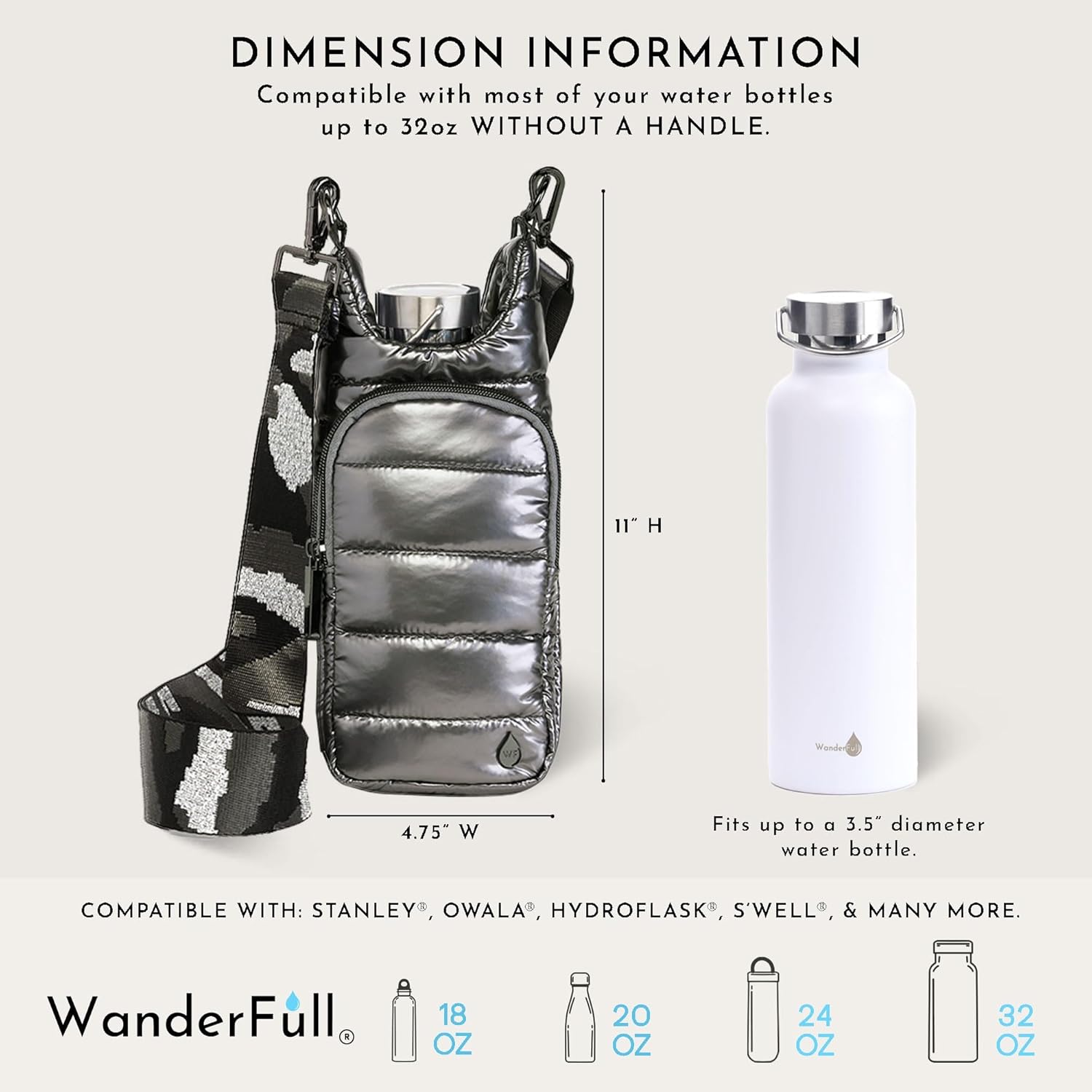 Pewter Glossy HydroBag® with Camo Strap
