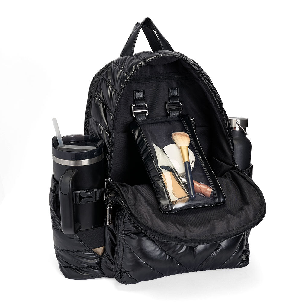 WanderFull® HydroBackpack – Black Pearl Quilted Nylon Travel & Commuter Bag