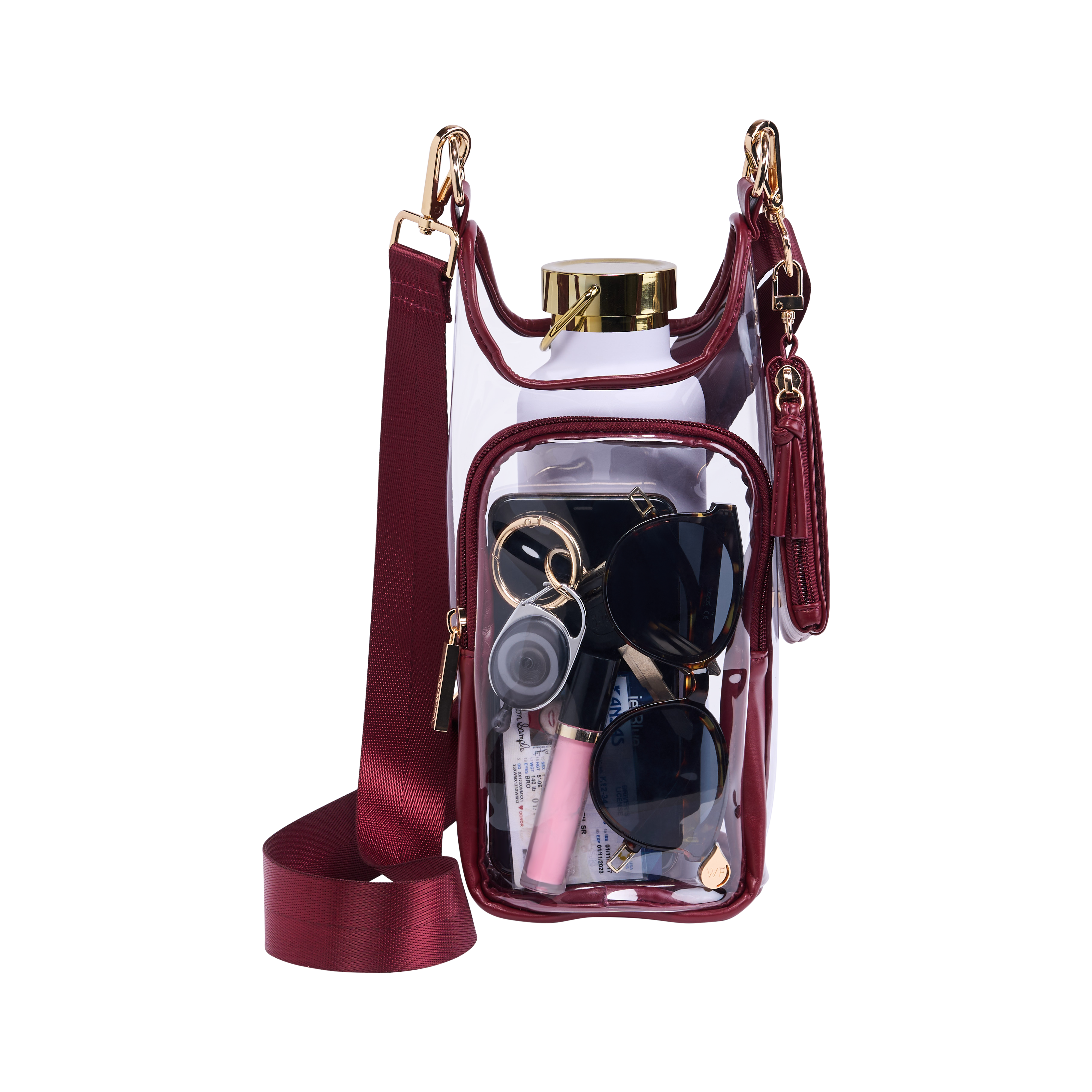 Clear HydroBag® Stadium with Maroon Trim and Matching Pouch