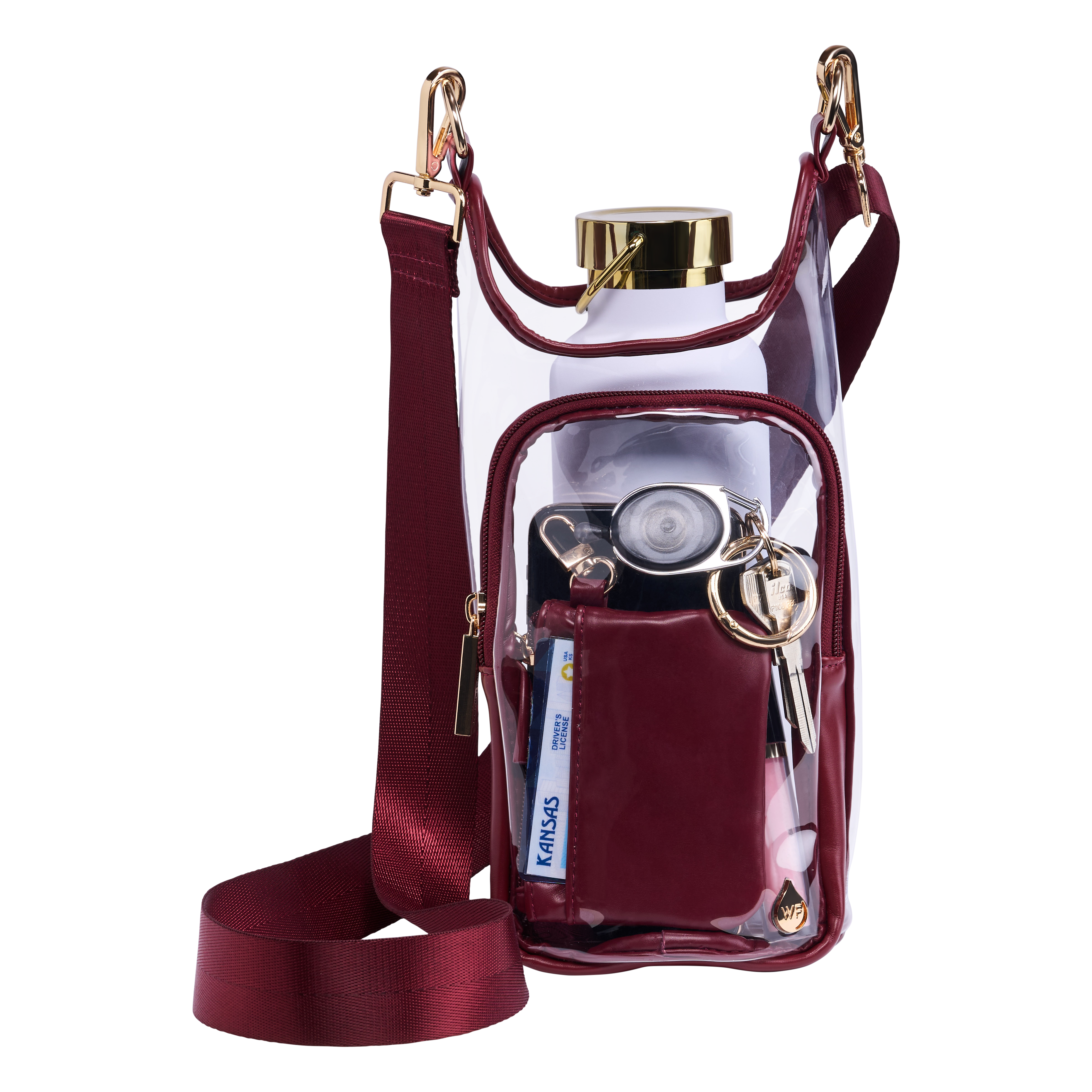 Clear HydroBag® Stadium with Maroon Trim and Matching Pouch