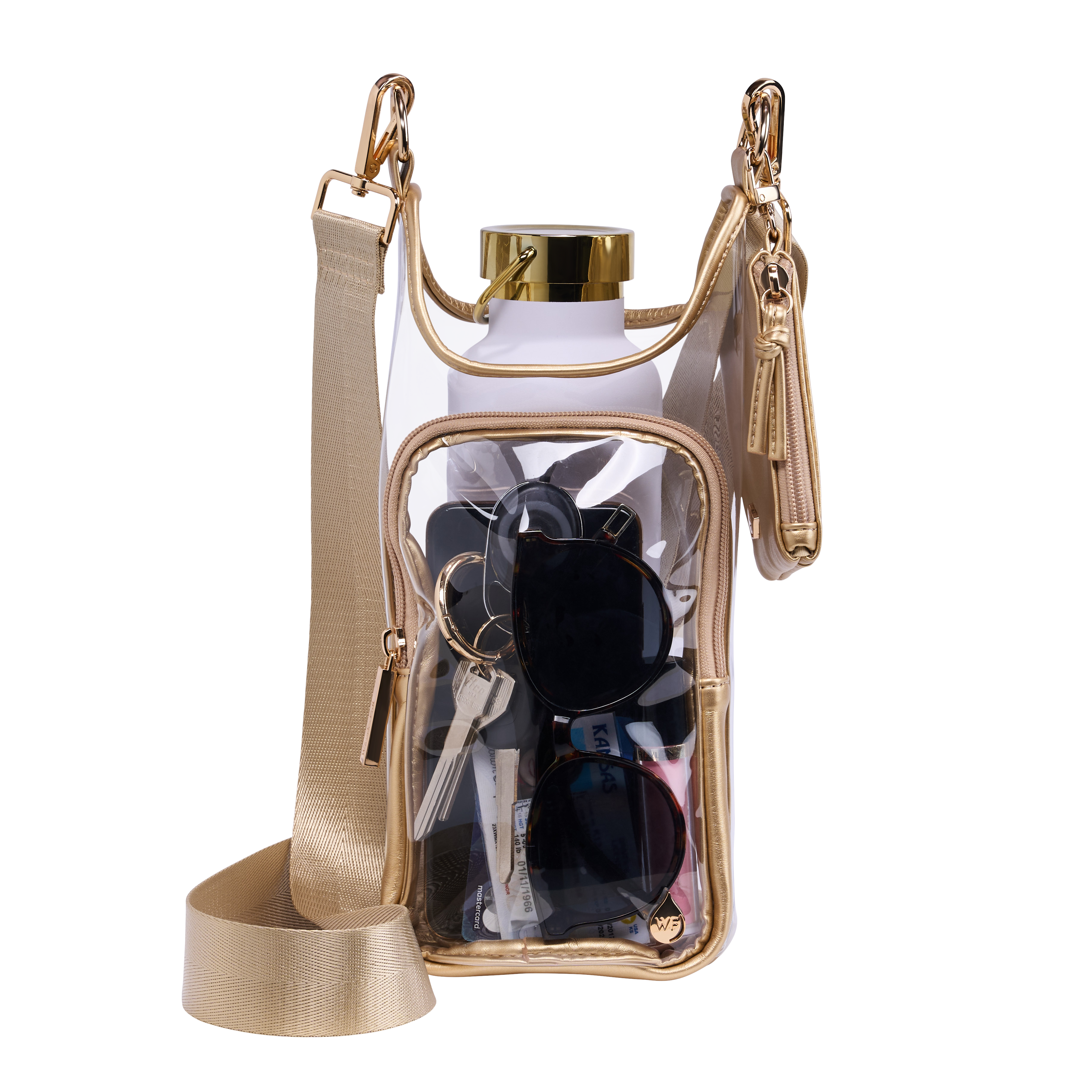 Clear HydroBag® Stadium with Gold Trim and Matching Pouch