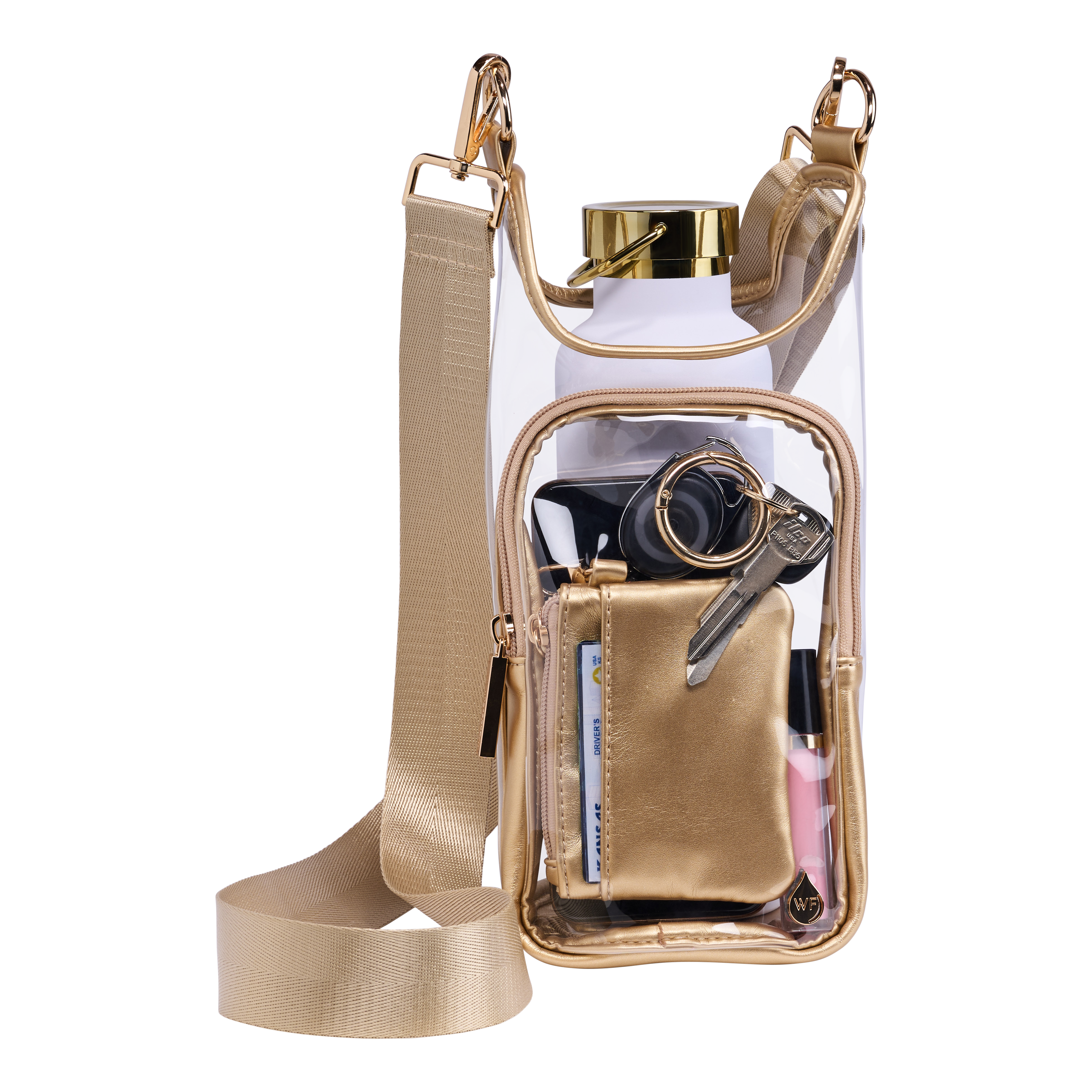 Clear HydroBag® Stadium with Gold Trim and Matching Pouch
