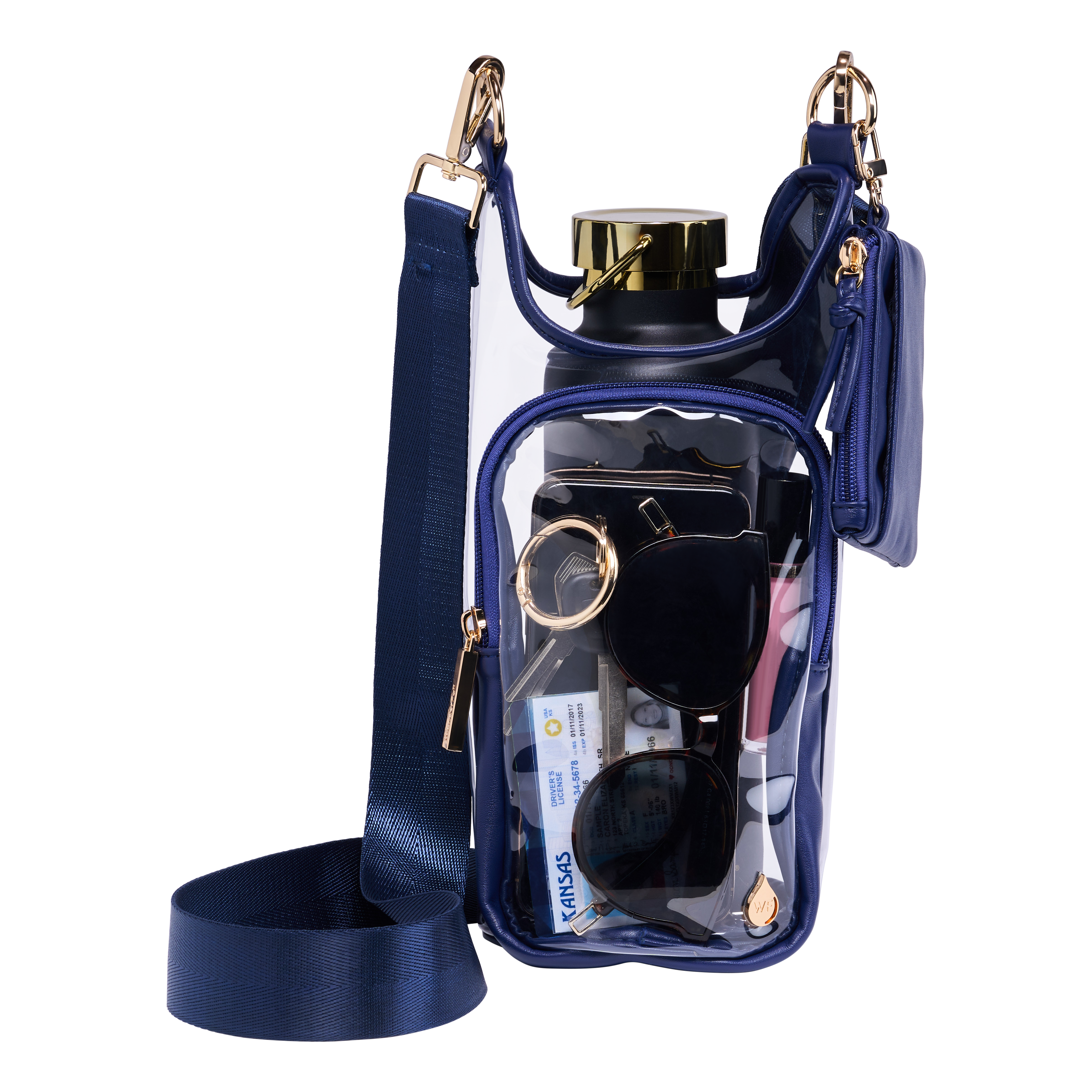 Clear HydroBag® Stadium with Navy Trim and Matching Pouch