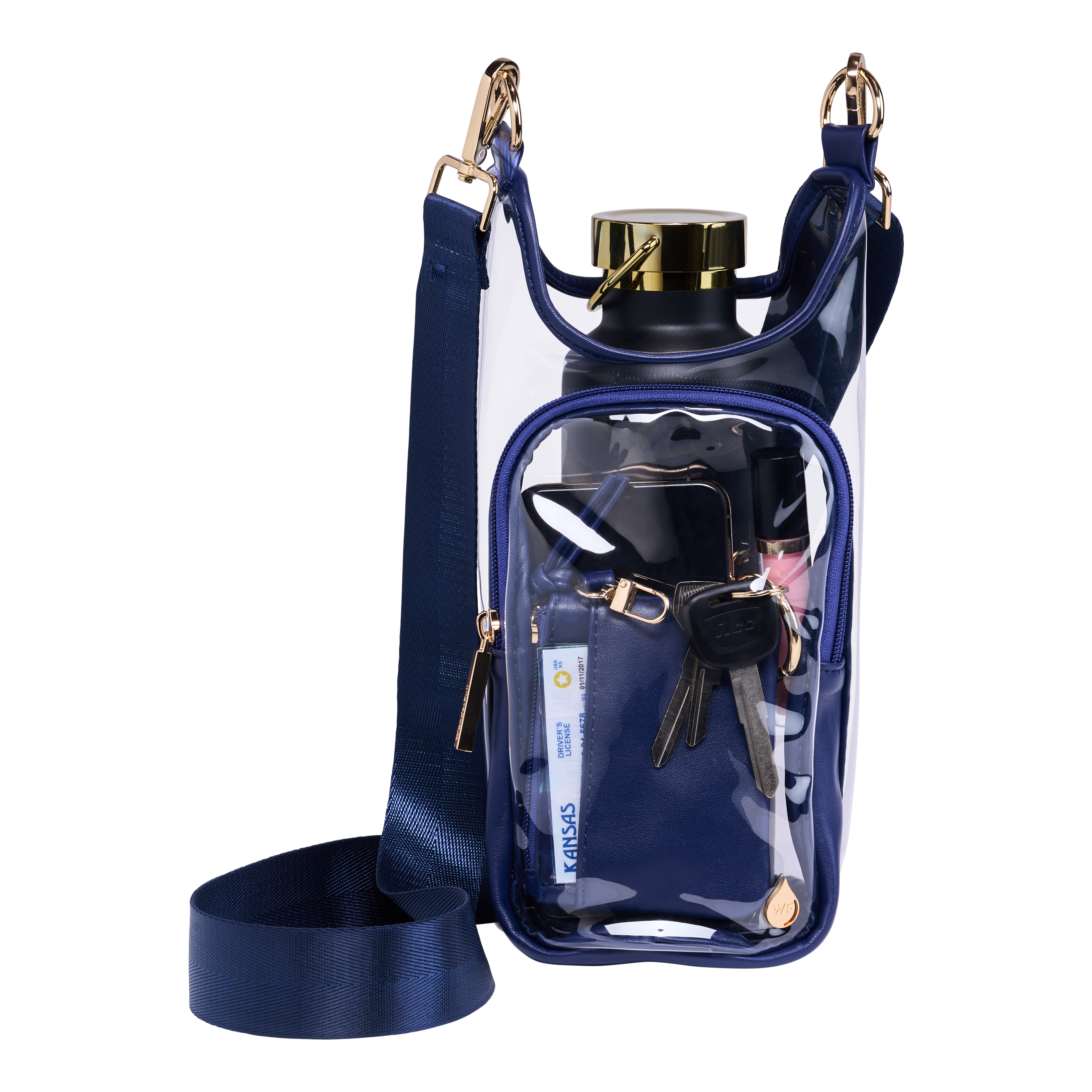 Clear HydroBag® Stadium with Navy Trim and Matching Pouch