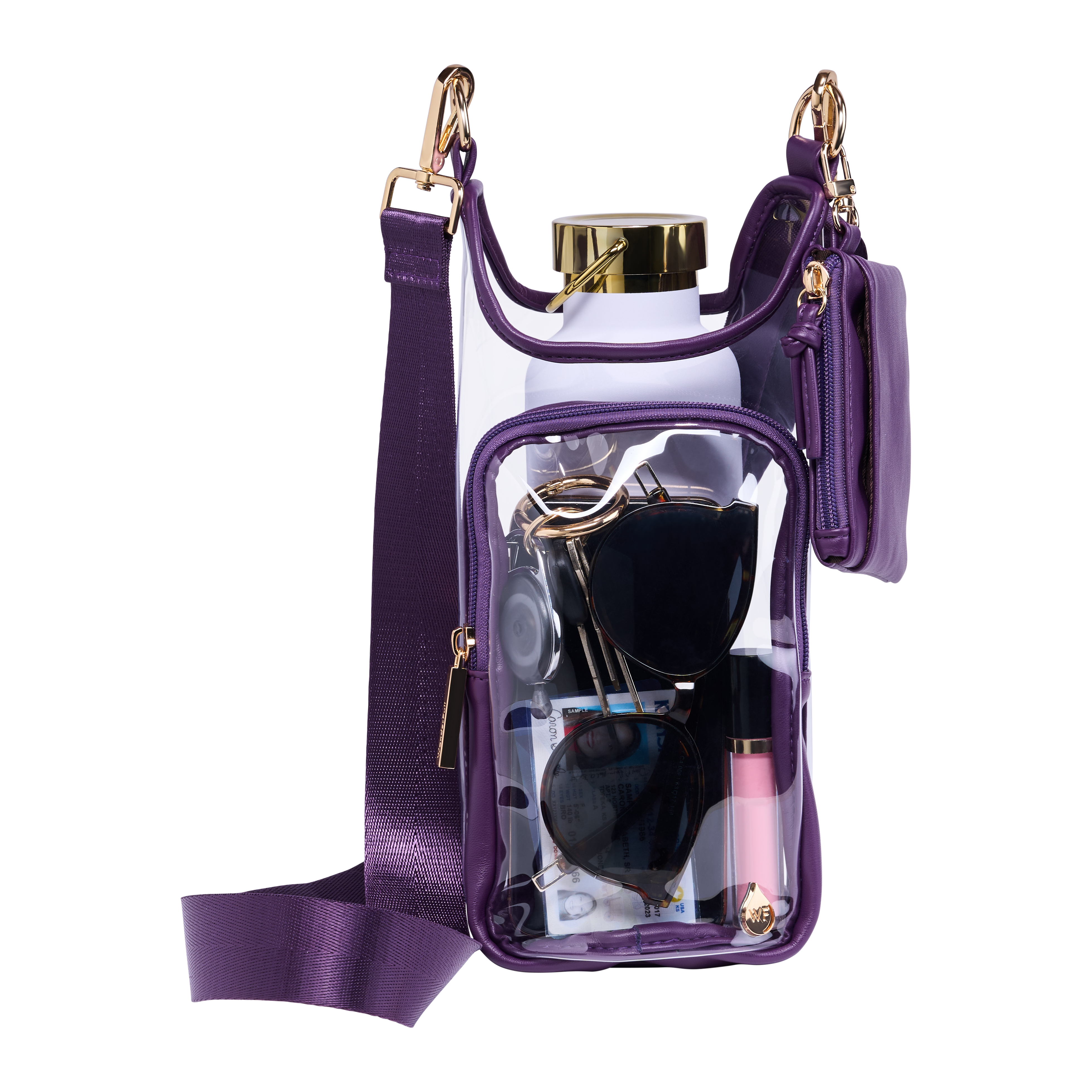 Clear HydroBag® Stadium with Purple Trim and Matching Pouch