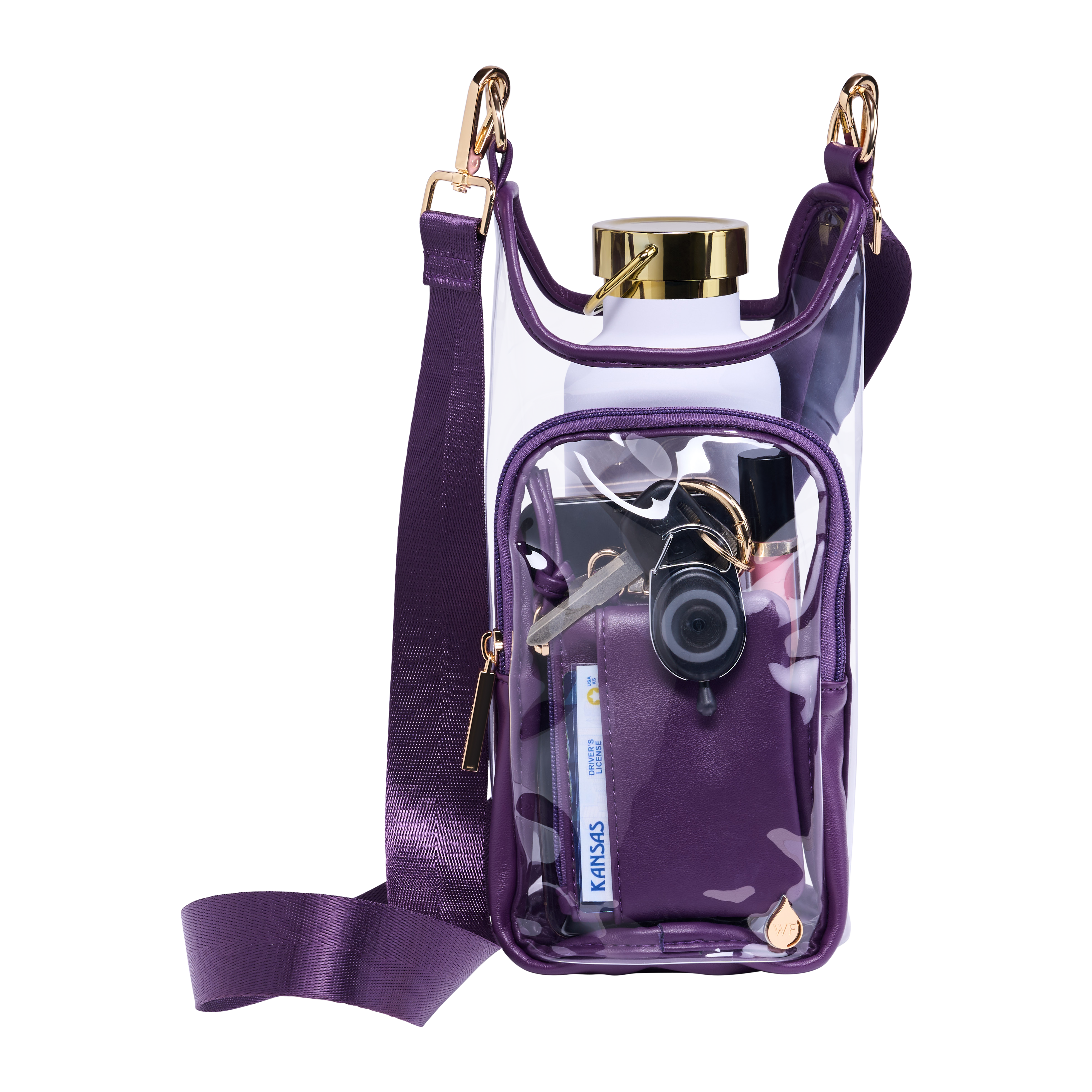 Clear HydroBag® Stadium with Purple Trim and Matching Pouch