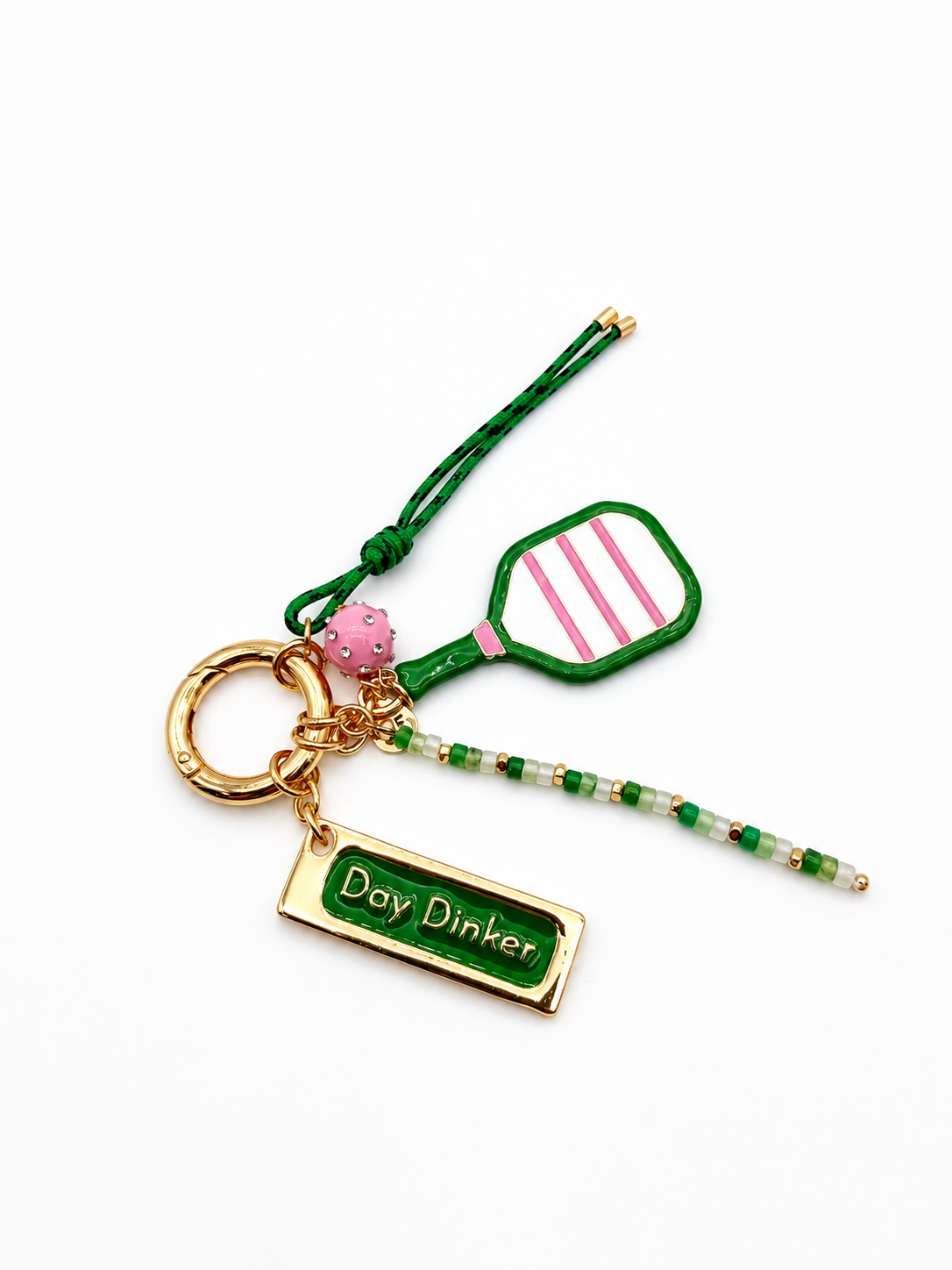 Pickleball Bag Charm – "Day Dinker" Luxury Gold Accessory & Keychain