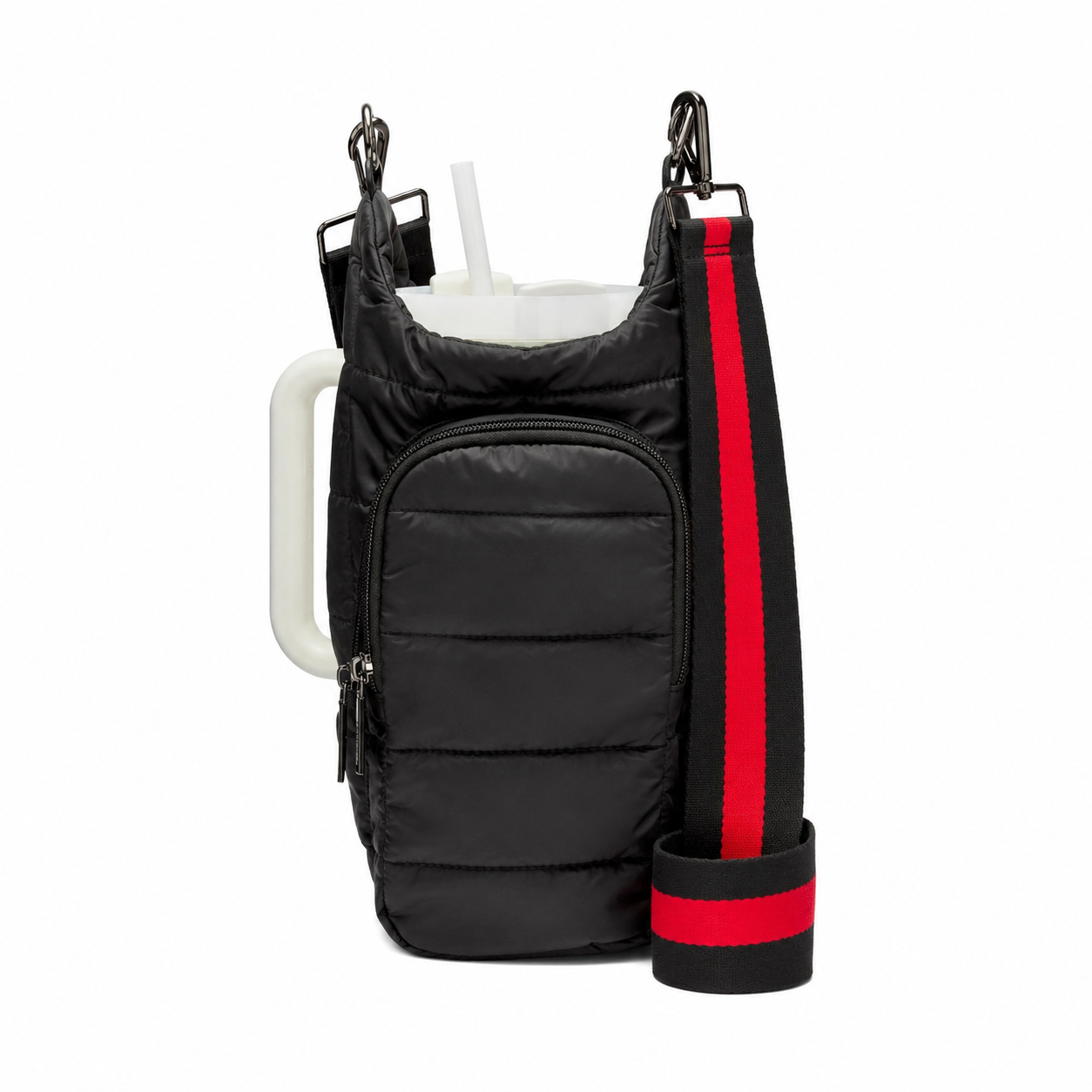 HydroBag® HANDLE- Black Matte with Red and Black Striped Strap