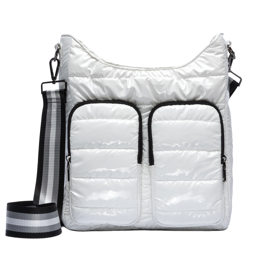 No Logo- White Glossy HydroDouble® Crossbody Bag- Final Sale