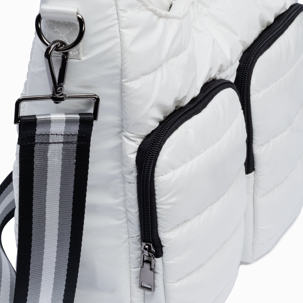 No Logo- White Glossy HydroDouble® Crossbody Bag- Final Sale
