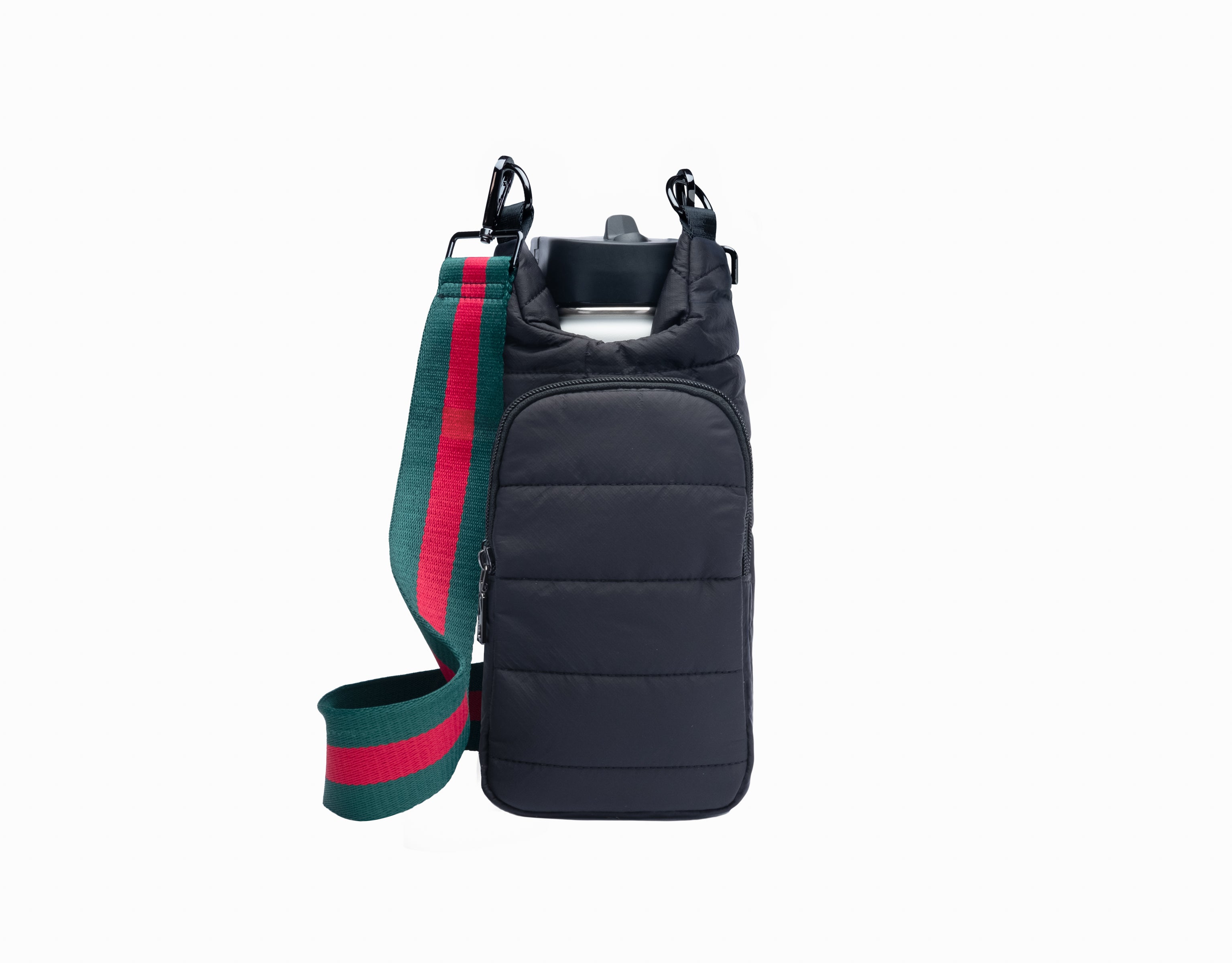 No Logo Black Matte HydroBag® with Red/Green Strap