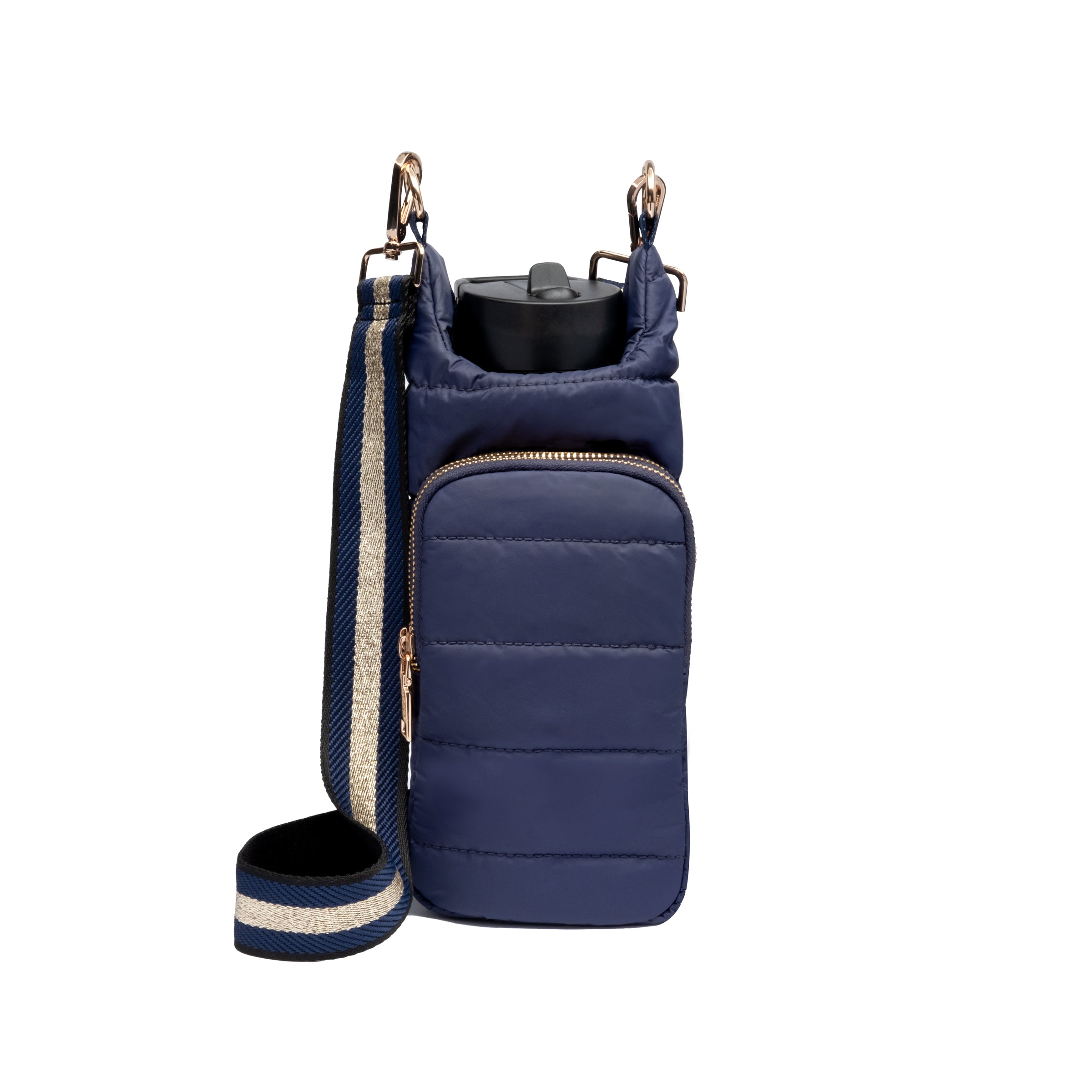 No Logo - Navy Blue Matte HydroBag with Navy/Gold Strap