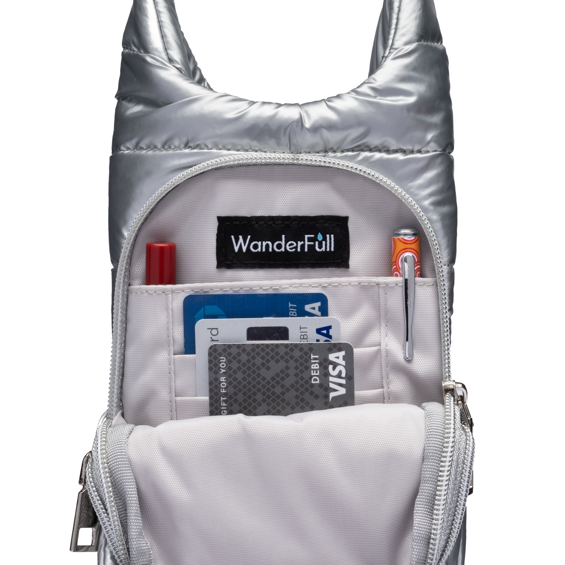 Silver Shiny HydroBag® with Solid Silver Strap