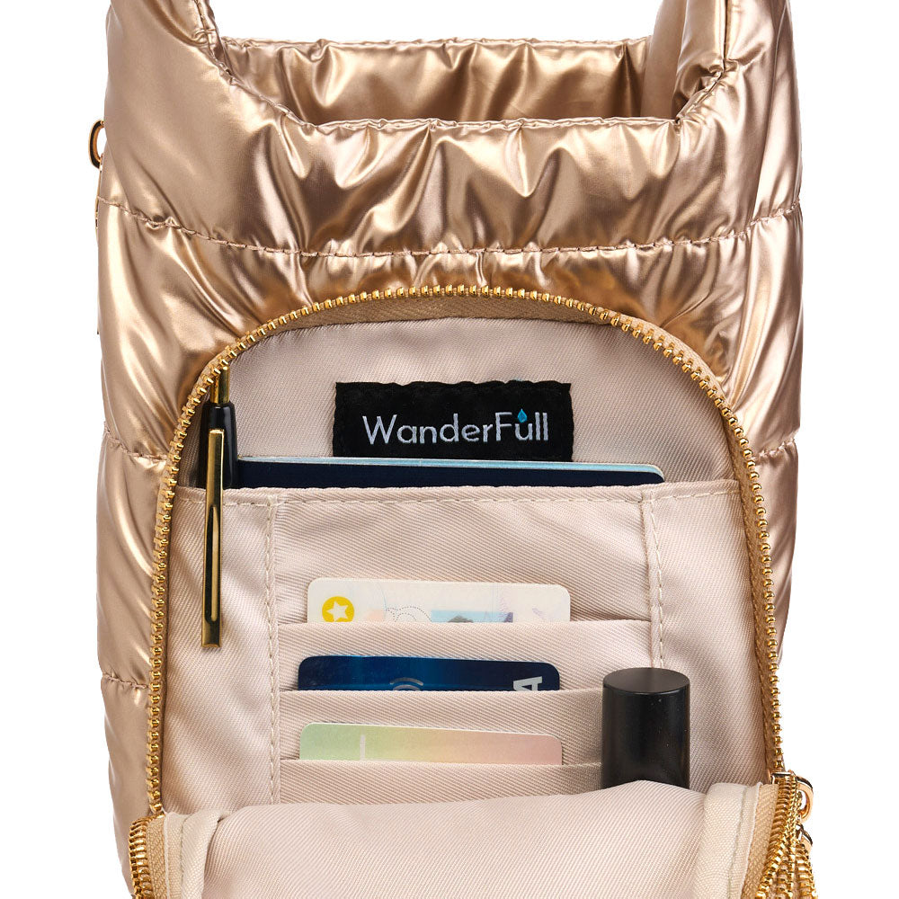 HydroBag® HANDLE™- Gold Shiny with Vegan Leather Trimmed Solid Strap