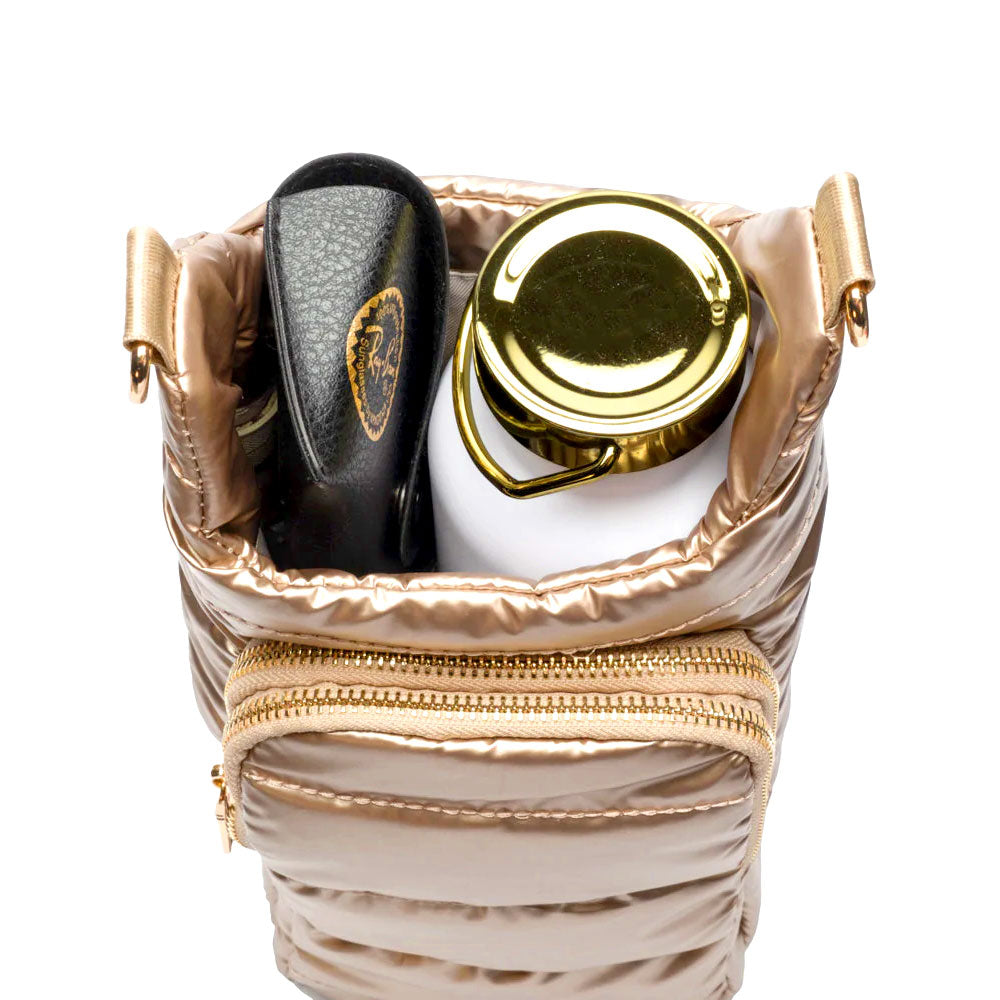HydroBag® HANDLE™- Gold Shiny with Vegan Leather Trimmed Solid Strap