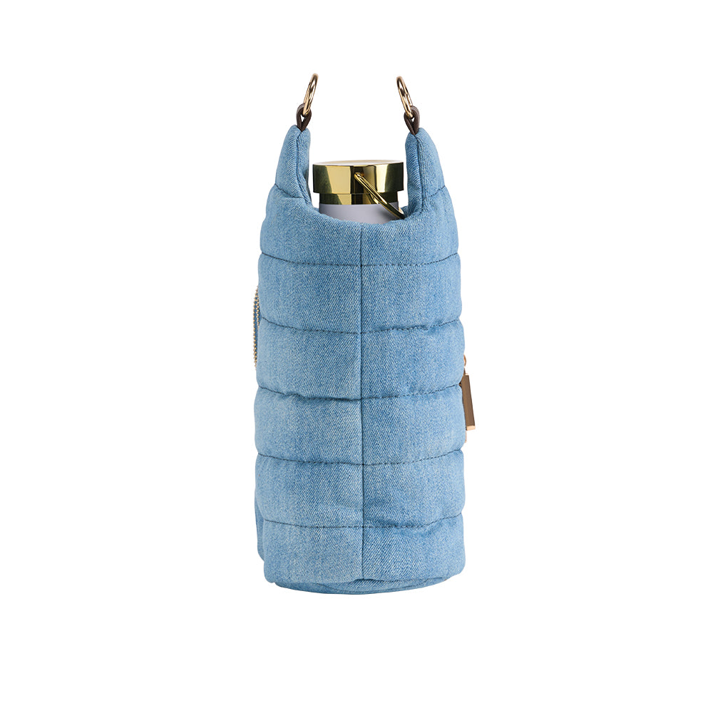 Light Denim HydroBag® with Gold Hardware and Denim overlaid Vegan Leather Strap