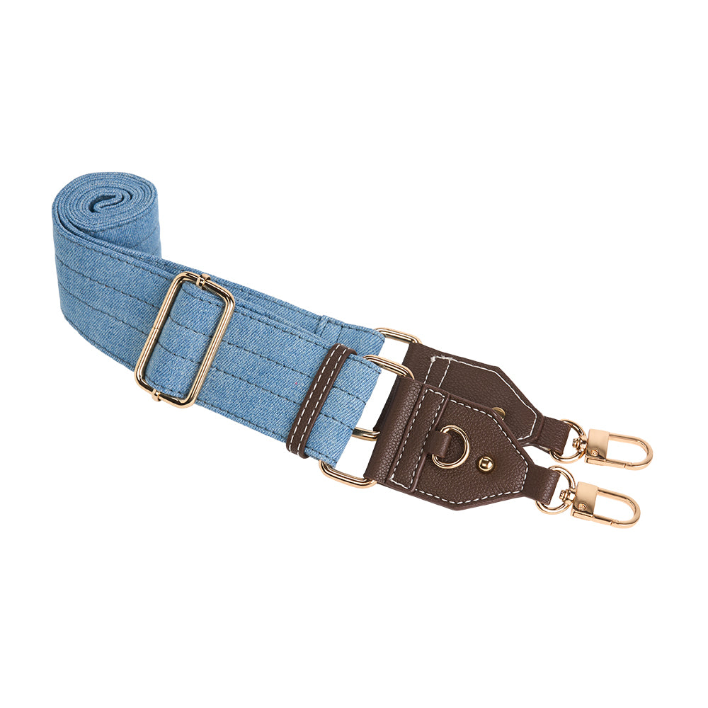 Light Denim HydroBag® with Gold Hardware and Denim overlaid Vegan Leather Strap