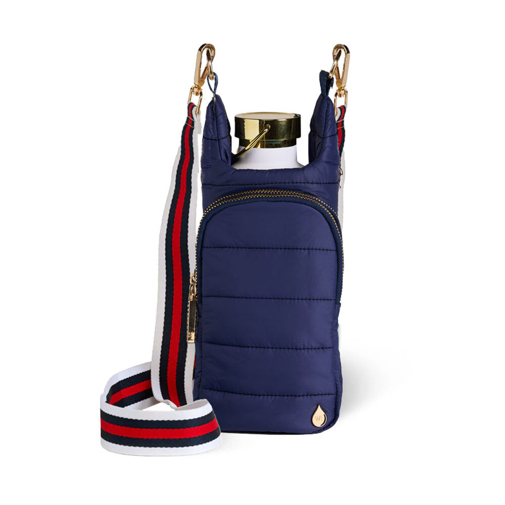 Navy Blue Matte HydroBag® with Red, White, Navy striped Strap