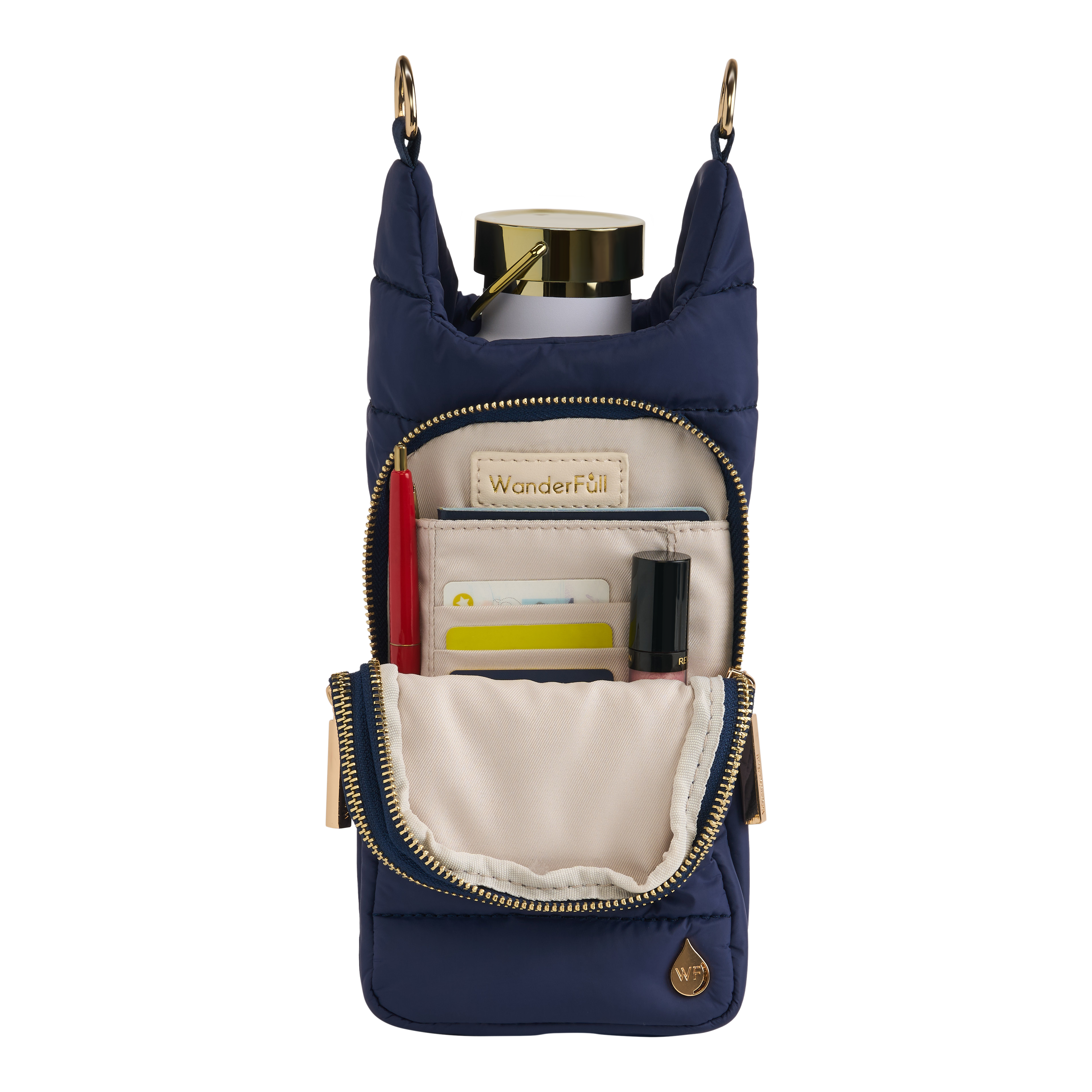 Navy HydroBag with Mahjong Embroidery and Navy, Green, White Strap