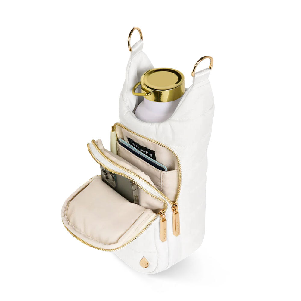 White Ripstop HydroBag HANDLE® with Black and White Striped Strap