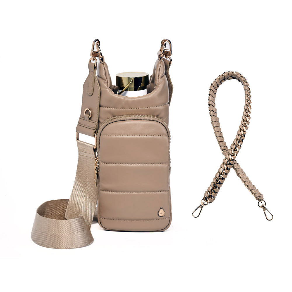 Taupe Vegan Leather Gold Chain Strap