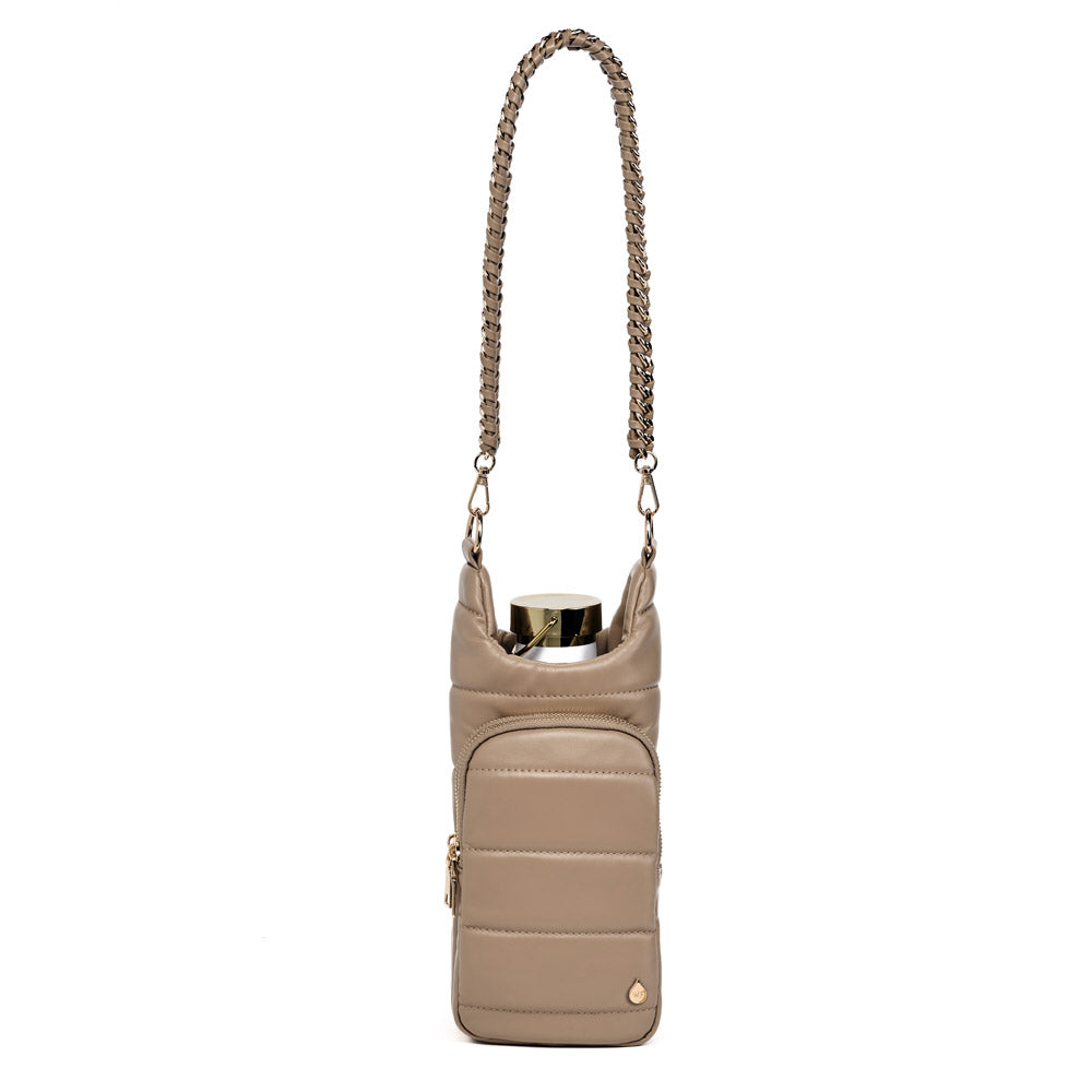 Taupe Vegan Leather Gold Chain Strap