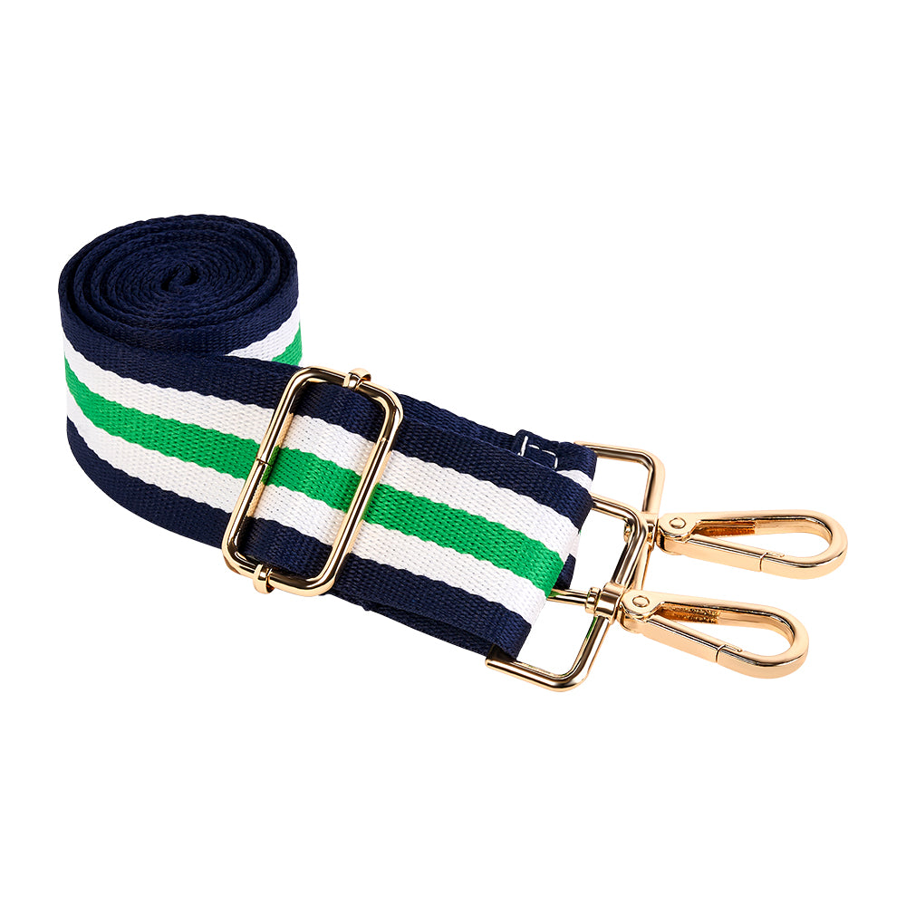 White Ripstop HydroBag® with White, Green, Navy Striped Strap