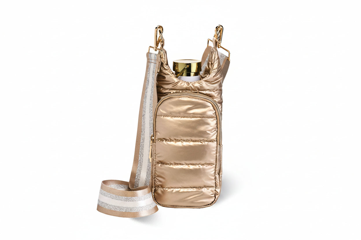 No Logo Gold HydroBag with Striped Strap