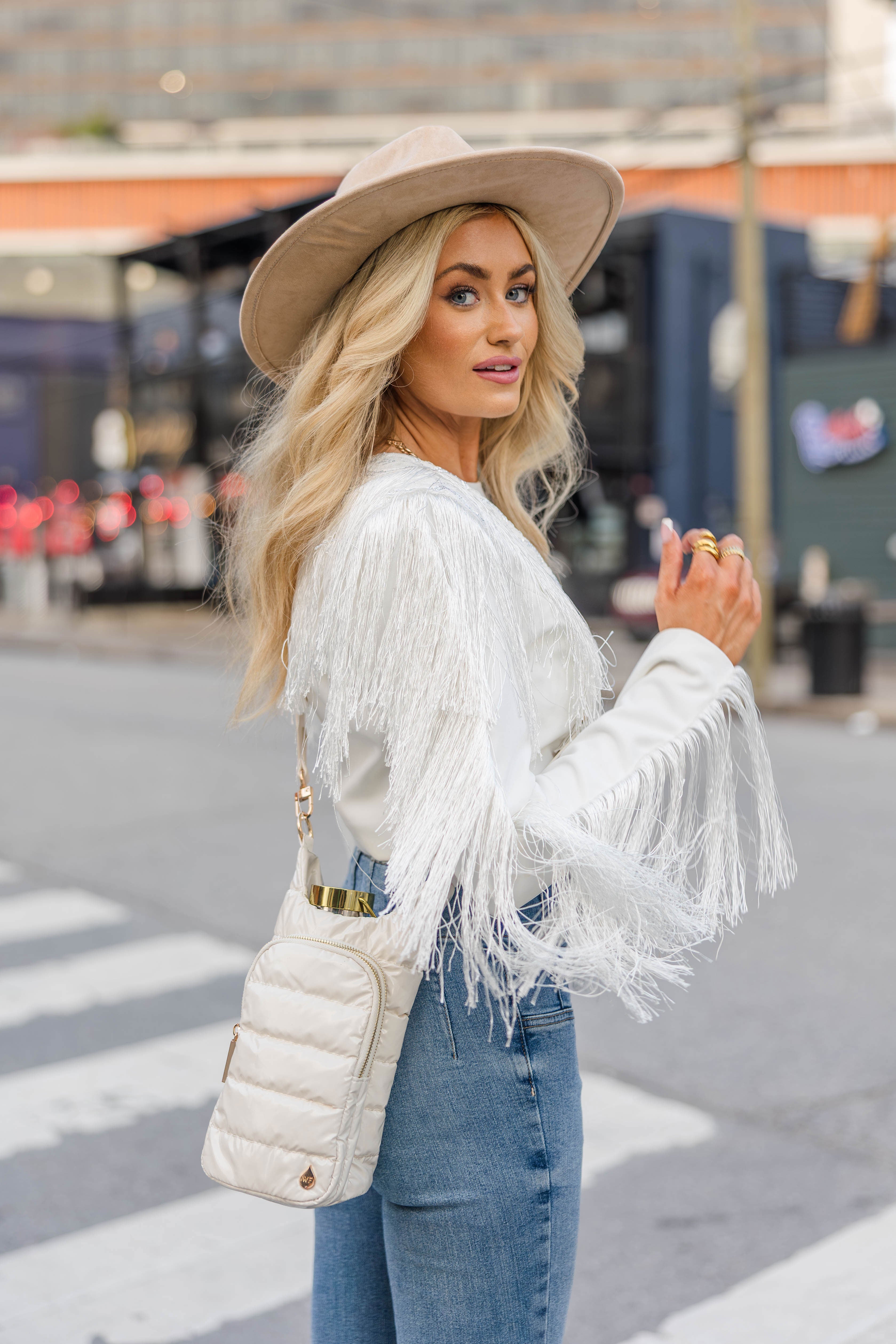 Ivory Lacquer HydroBag® with Light Patterned Strap