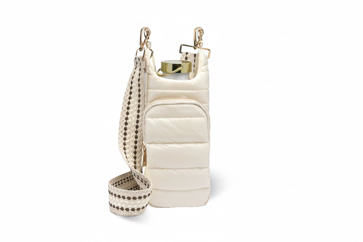 No Logo- Ivory Glossy HydroBag™ with Light Patterned Strap