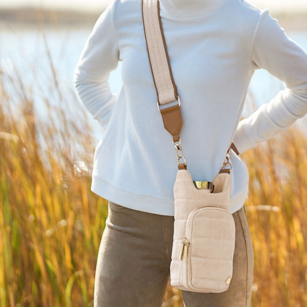 Oatmeal Canvas & Vegan Leather Strap-Gold Hardware