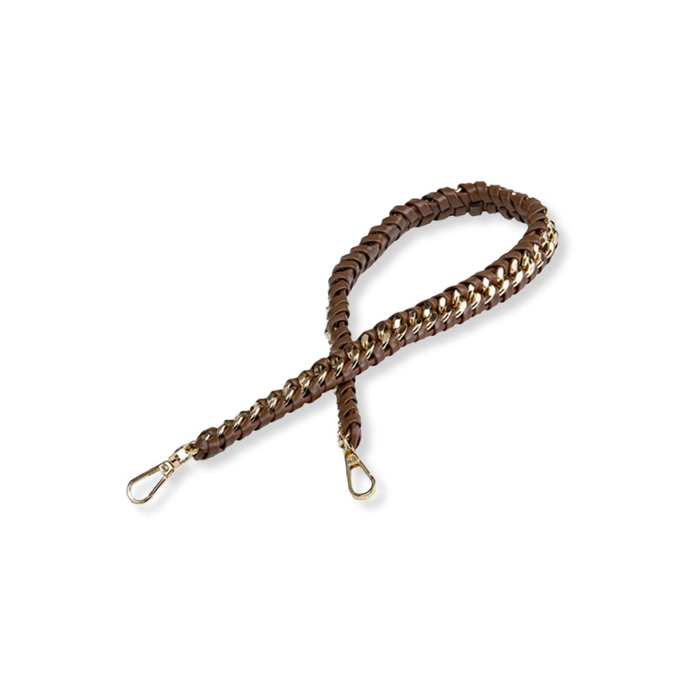 Brown Vegan Leather Gold Chain Strap