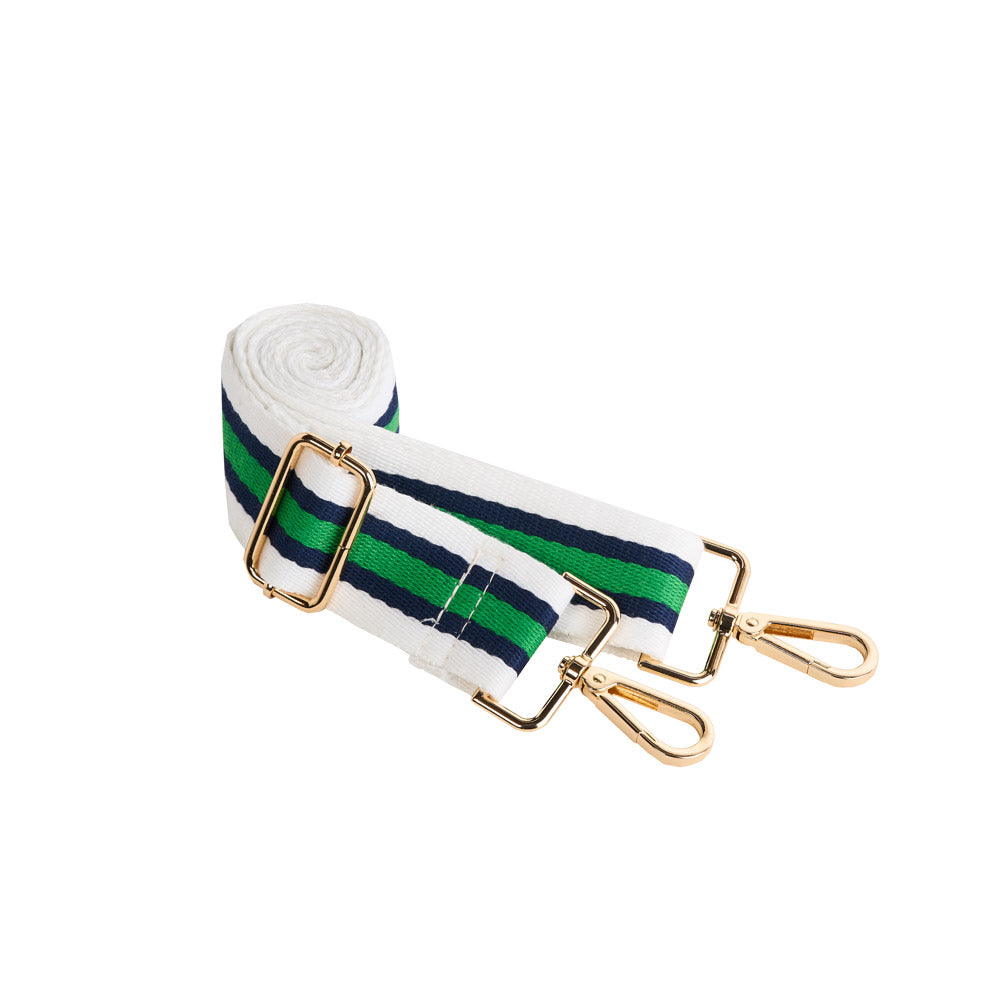 White Ripstop HydroBag® with White, Green, Navy Striped Strap