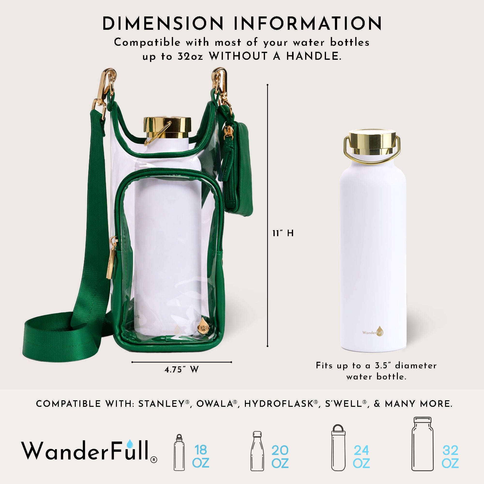 Clear HydroBag® Stadium with Augusta Golf Green Trim and Matching RFID Pouch