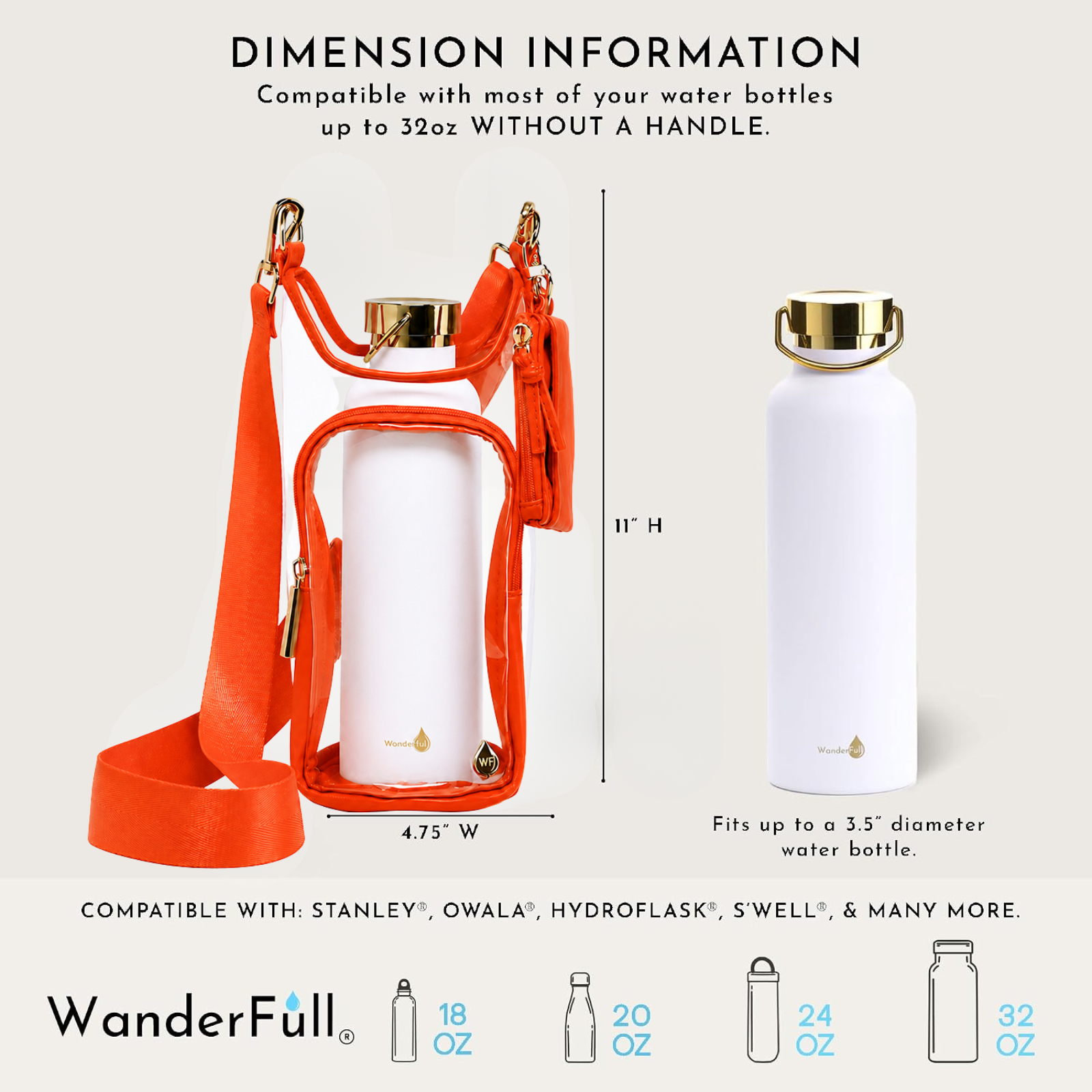 Clear HydroBag® Stadium with Clementine Orange Trim and Matching RFID Pouch
