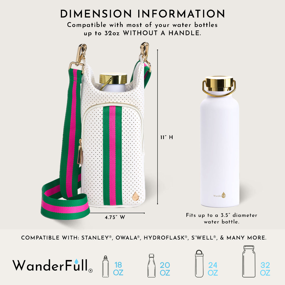 HydroBag® HANDLE®-White Coated Perforated Neoprene HydroBag® with Pink/Green Stripe
