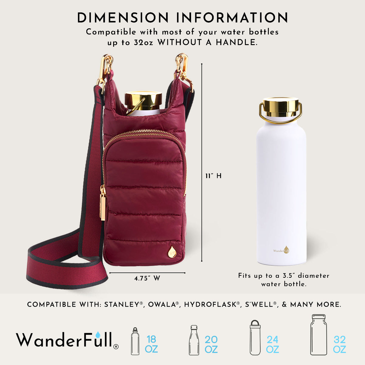 Slightly Imperfect- Dark Cherry HydroBag® with Cherry and Black Striped Strap