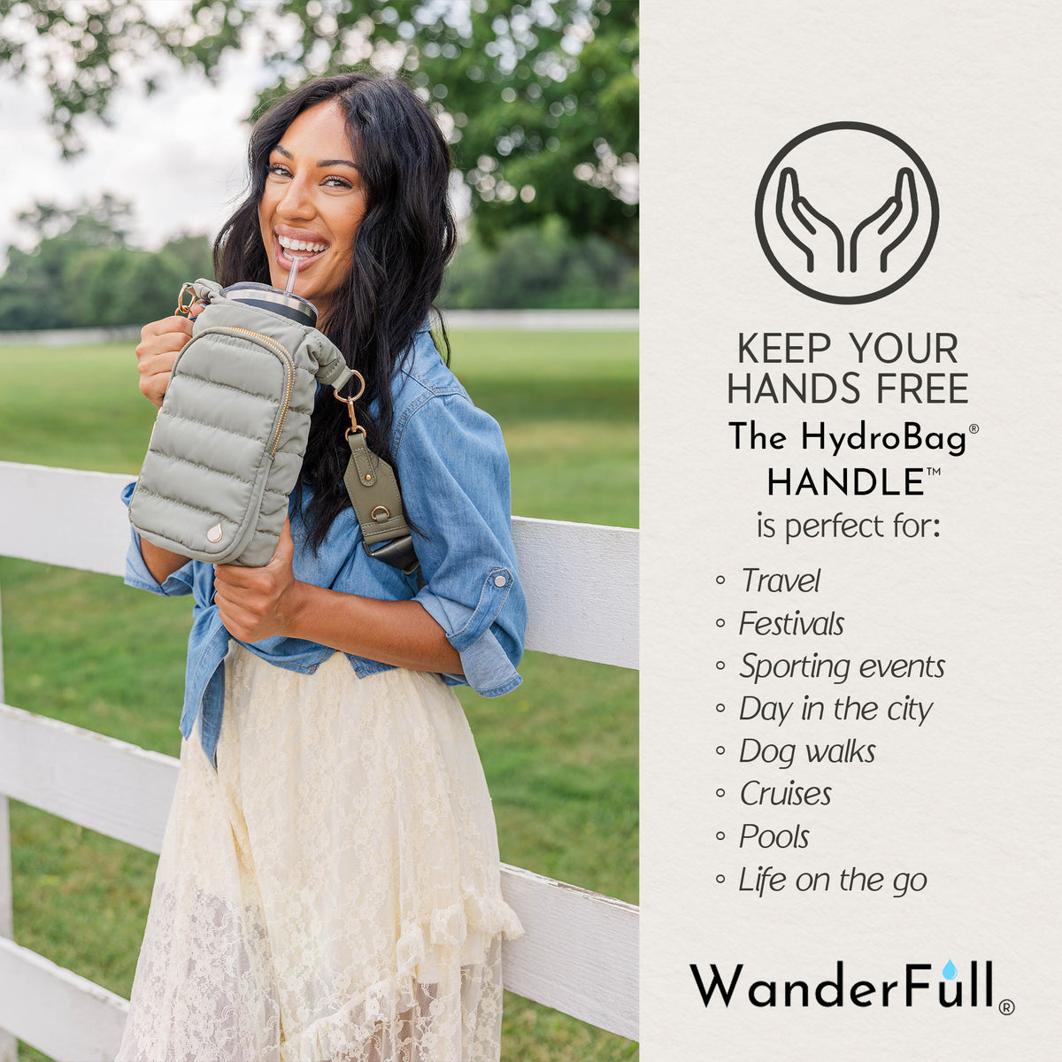 HydroBag® HANDLE® - Sage Green with Sage and Tan Strap