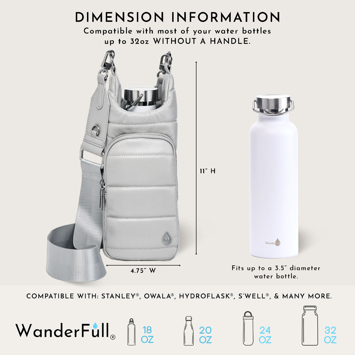 Soft Gray Vegan Leather Hydrobag® with Strap Bundle