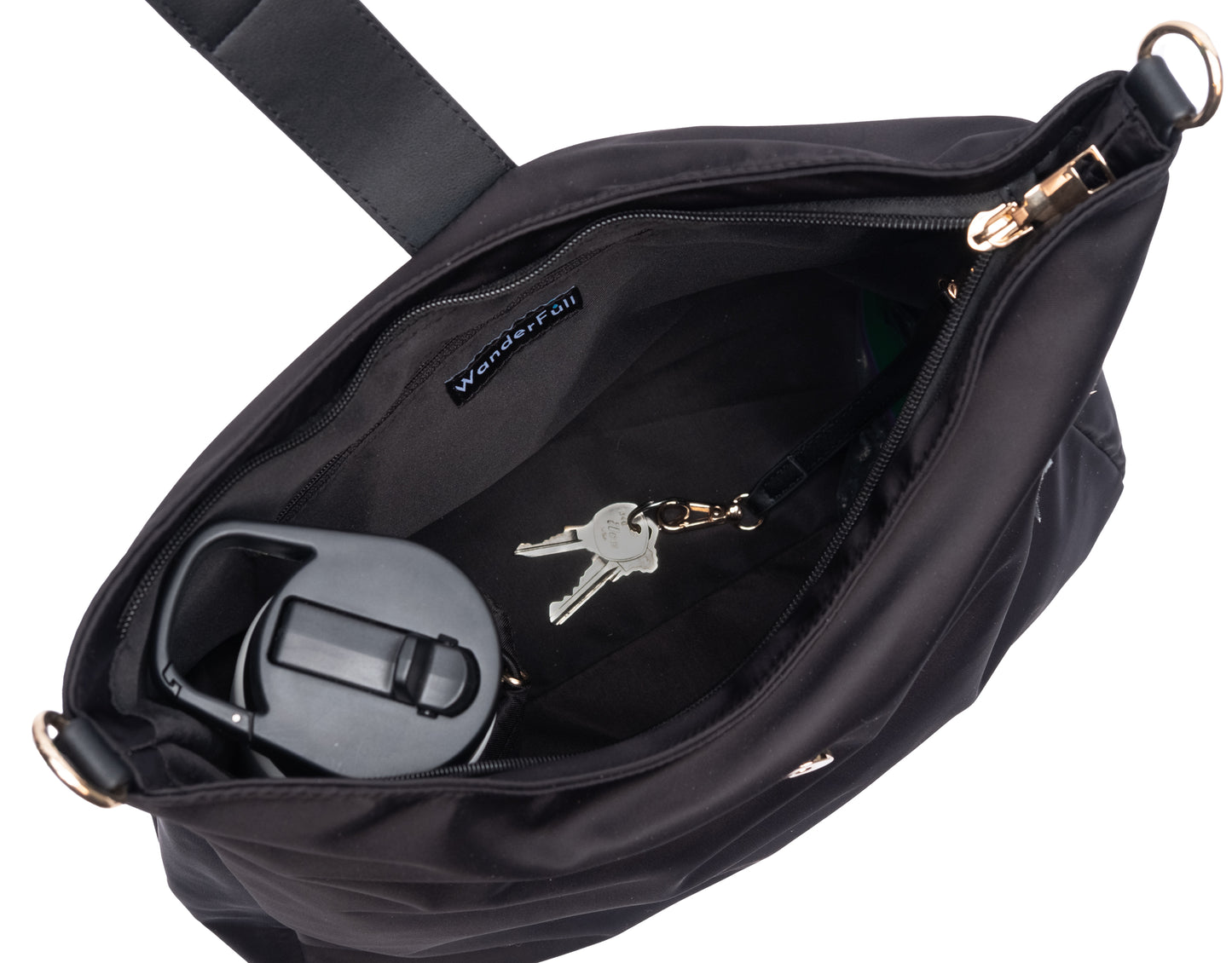 Black HydroHobo Bag with Gold Hardware