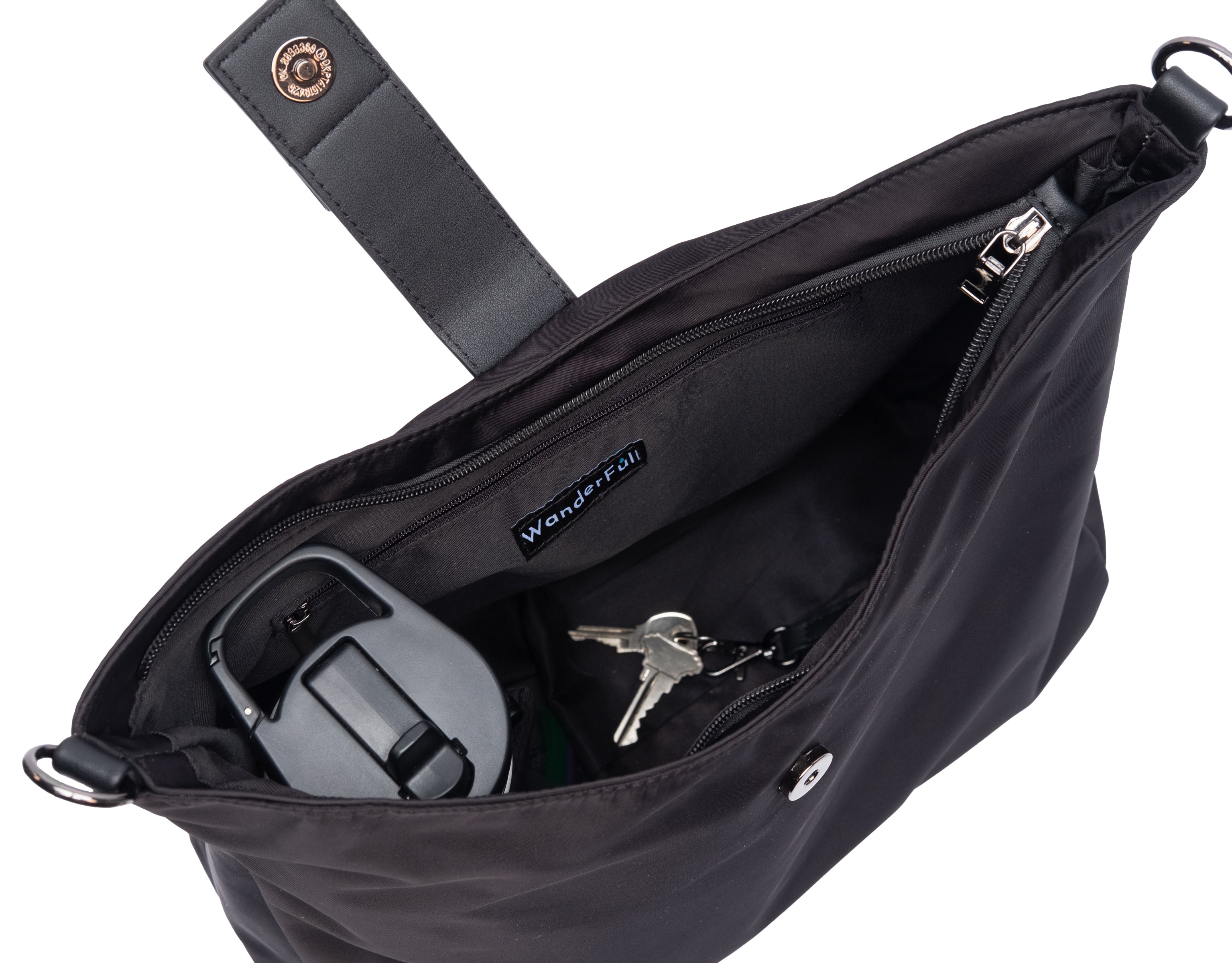 No Logo-Black HydroHobo® Bag with Gunmetal Hardware- Final sale