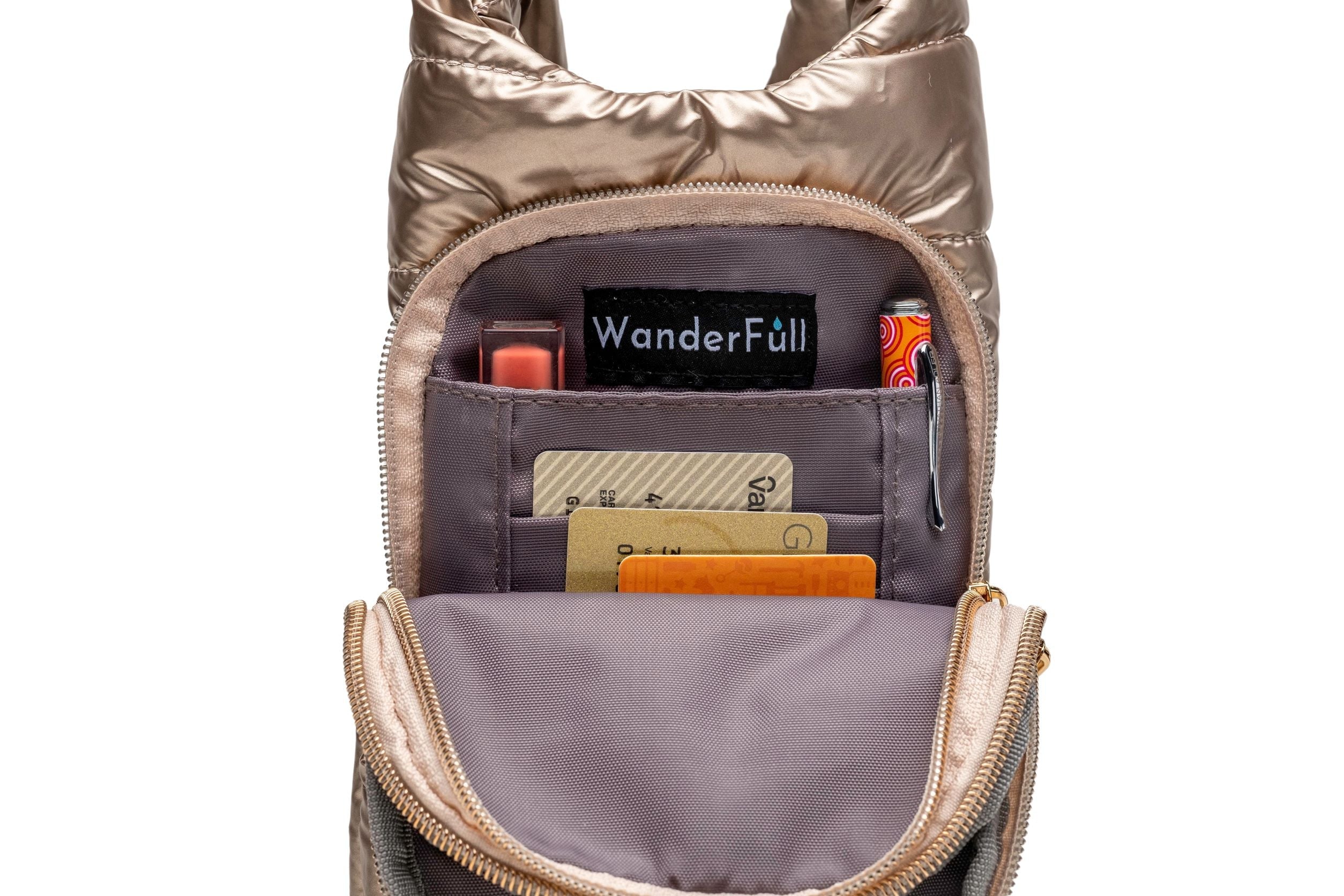 No Logo Gold HydroBag with Striped Strap