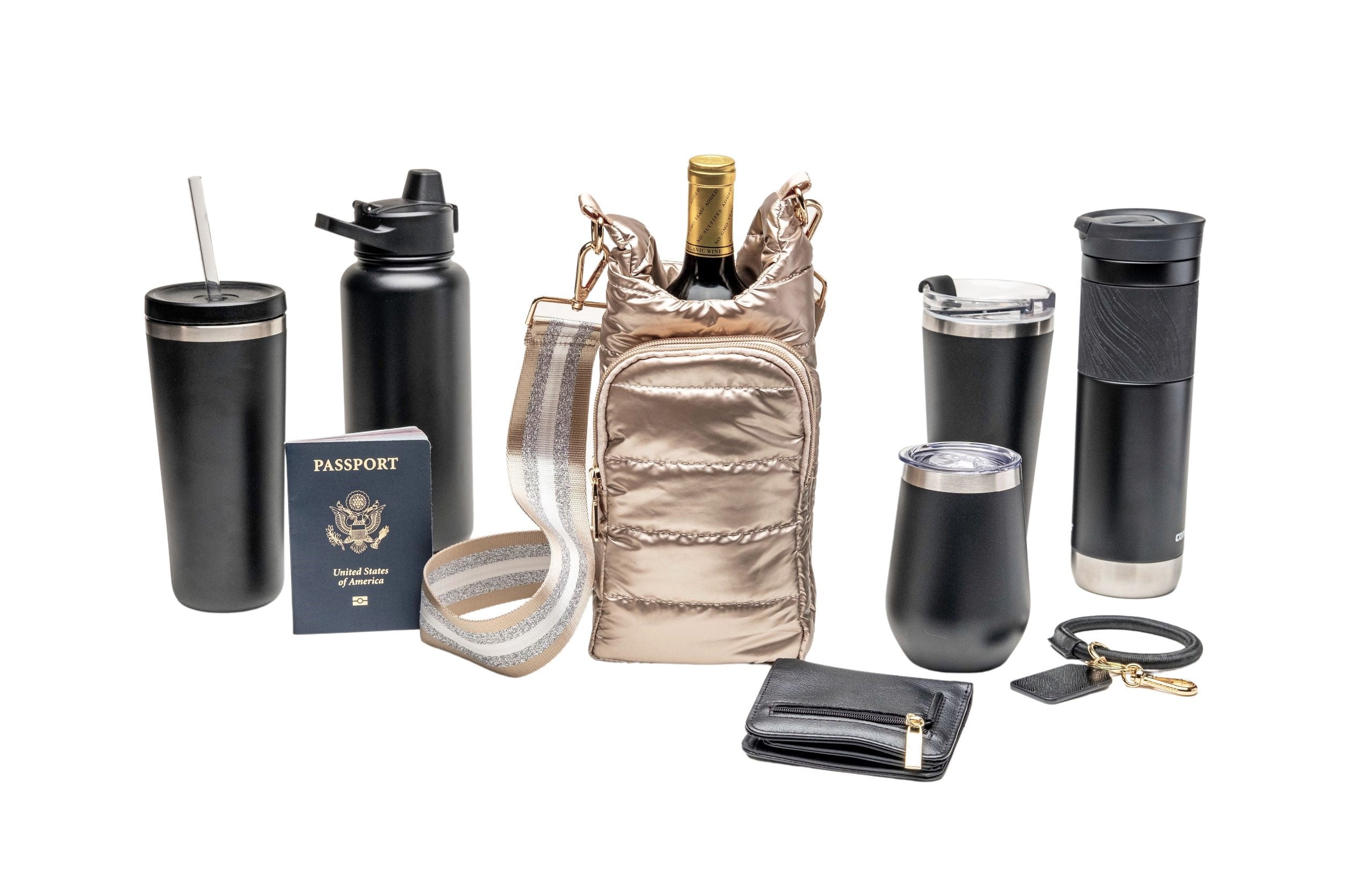 No Logo Gold HydroBag with Striped Strap