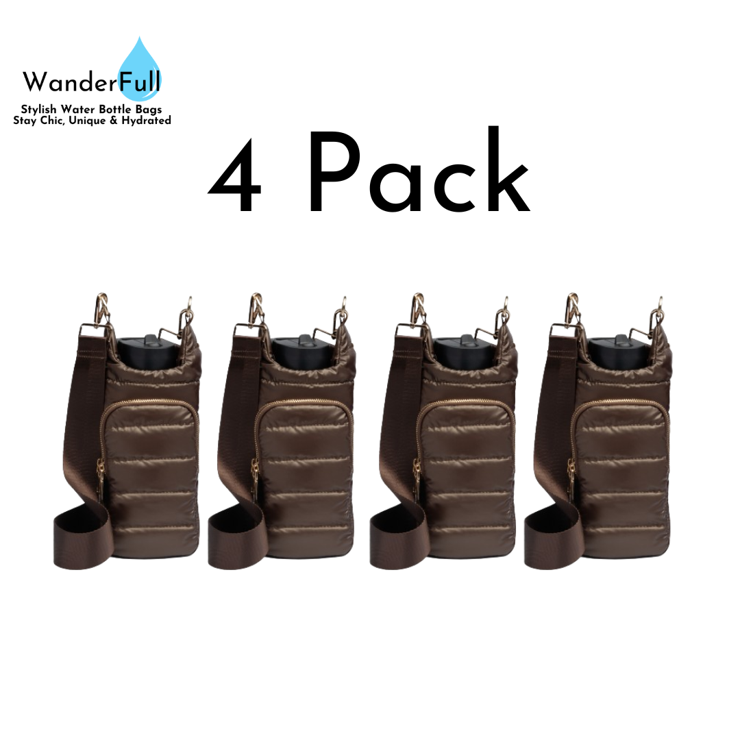 Wholesale Packs (4 or 10) Chocolate Brown Shiny HydroBag with Matching Solid Strap