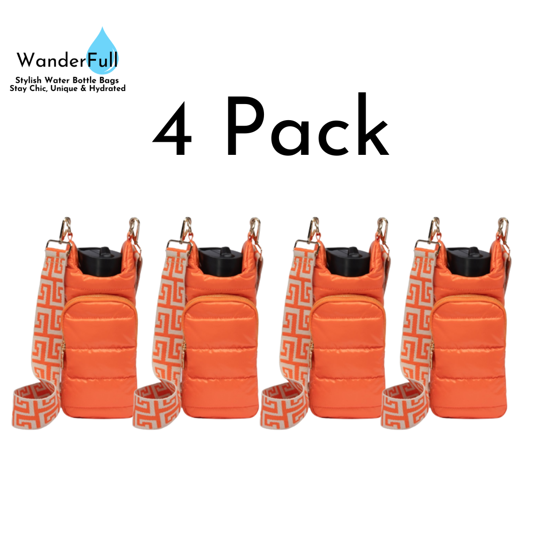 Wholesale Packs (4 or 10) - Clementine Orange Matte HydroBag with Cream/Orange Strap
