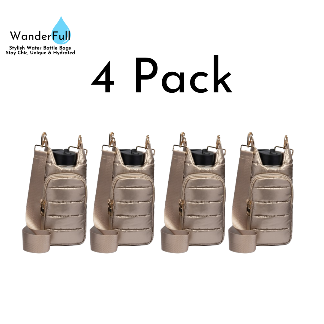 Wholesale Packs (4 or 10) - Gold Shiny HydroBag with Solid Gold Strap
