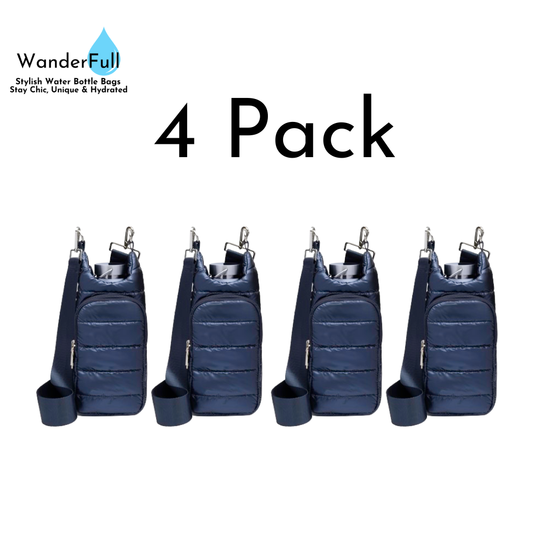Wholesale Packs (4 or 10) - Navy Blue Shiny HydroBag with SOLID matching Strap