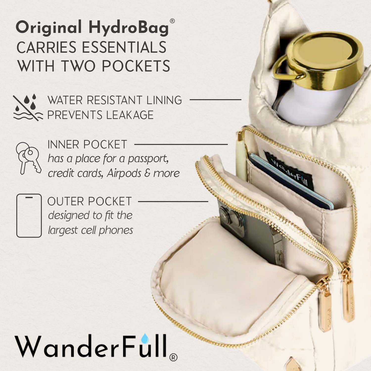 Ivory Lacquer HydroBag® with Light Patterned Strap