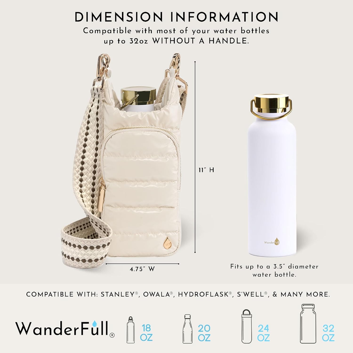 Ivory Lacquer HydroBag® with Light Patterned Strap