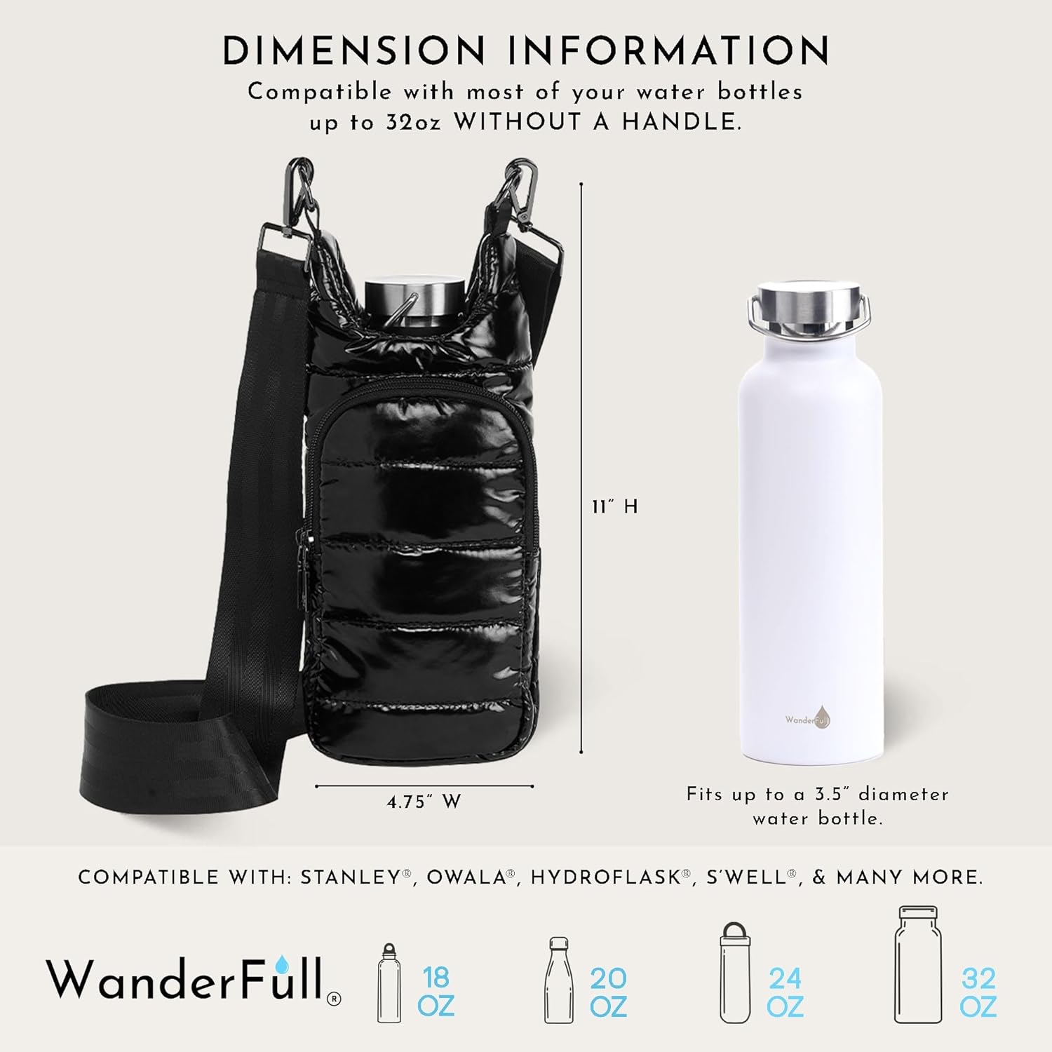 Black Glossy HydroBag® with Black Strap
